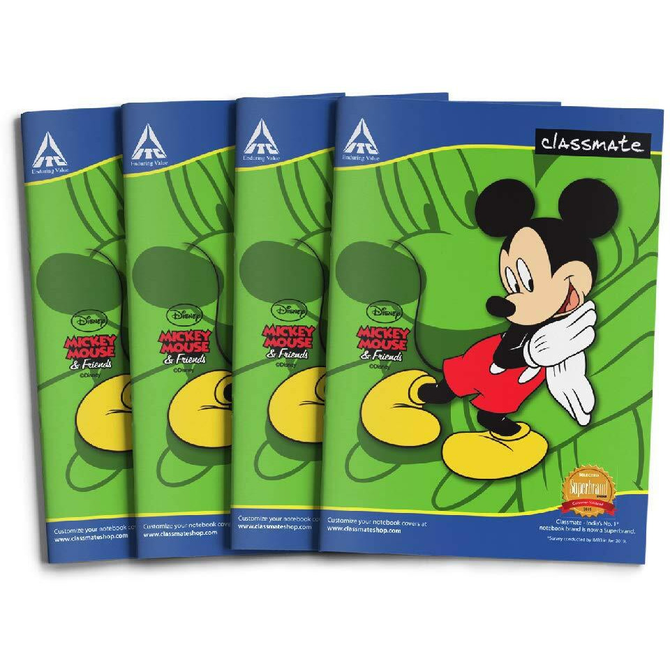 Classmate Notebook - Unruled, 72 Pages, 240 mm x 180 mm - Pack Of 4