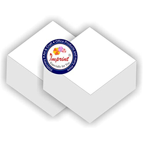 IMPRINT Blank White 3.5 Inch X 3.5 Inch Note Cube Refills (Not Sticky and Not Glued On Any Side), Memo Jotter Block 500 Plain WHITE LOOSE Paper Note, Pack of 2