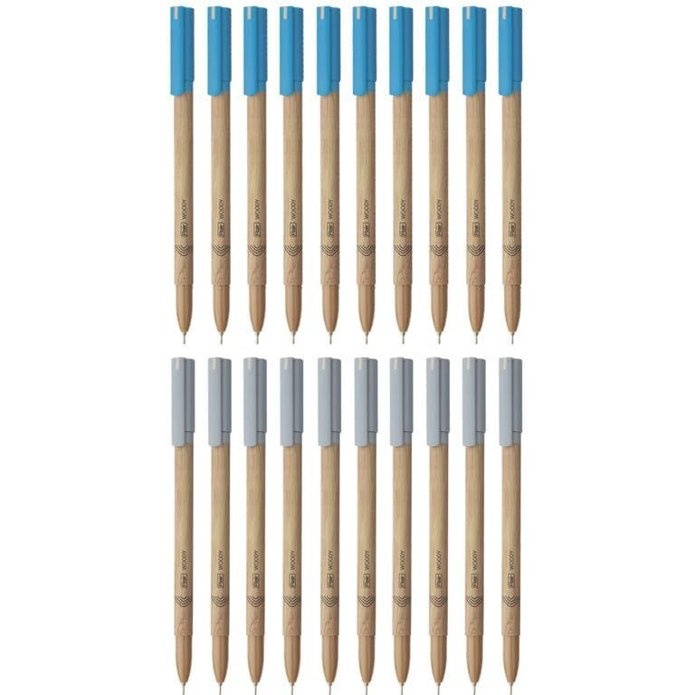 FLAIR Woody 0.7 mm Ball Pen Combo Pack | Attractive Woody Design | 10 Pcs Blue Ink & 10 Pcs Black Ink