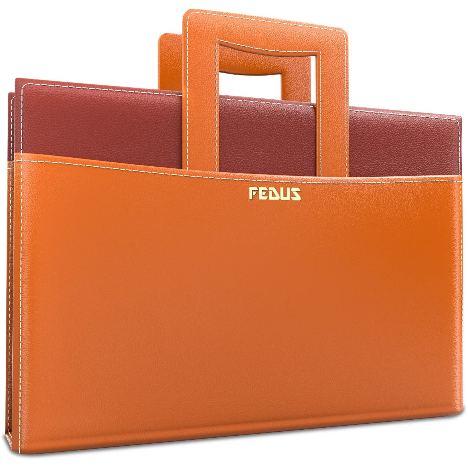 FEDUS Files for Documents 10 Leafs Foolscap Size (Bigger Than A4 Size) 4 Ring File with Hidden Handle Multipurpose Leatherette Portfolio Professional Executive Document File Folder for certificates