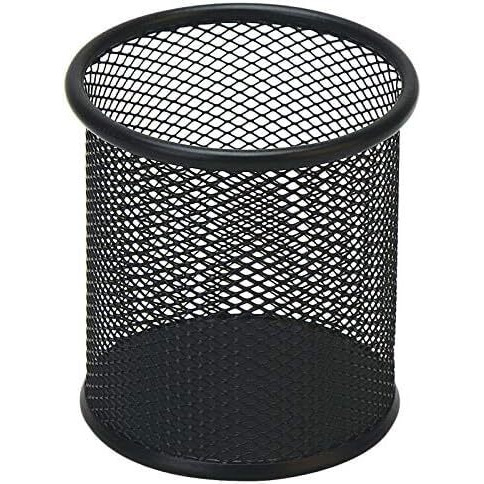UCRAVO Black Round Mesh Pen Stand, Pencil Holder, Pen Organizer for Desk, Pen Cups, Stationary Storage Stand, Makeup Brush Holders, Pen, Pencil Holder for Office Home and Study Table