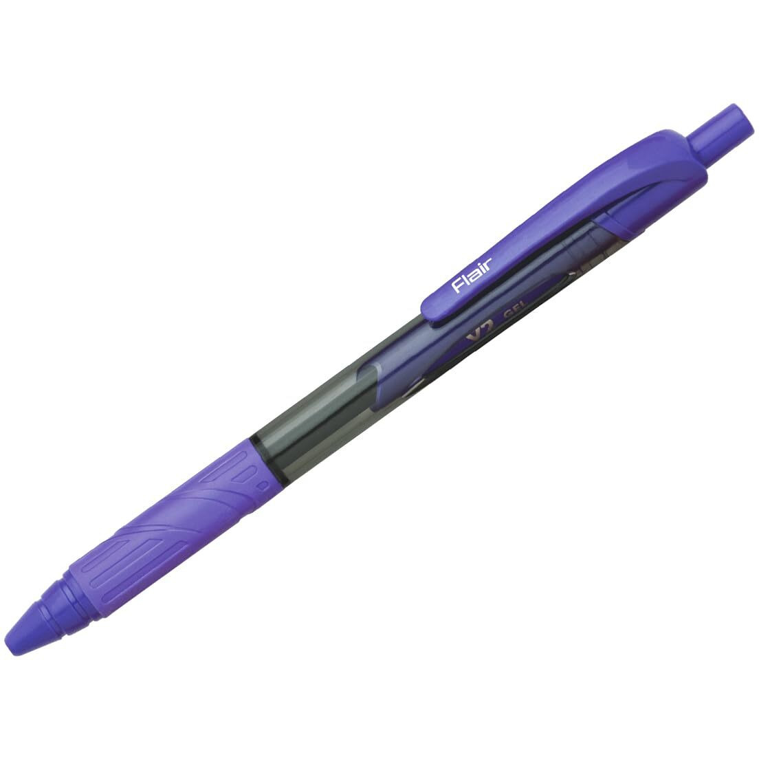 FLAIR V2 Retractable 0.7mm Gel Pen Box Pack | Water Proof, Smudge Free & Refillable Ink For Smooth Writing Experience | Comfortable Grip For Easy Handling | Set of 10 Different Ink Colors