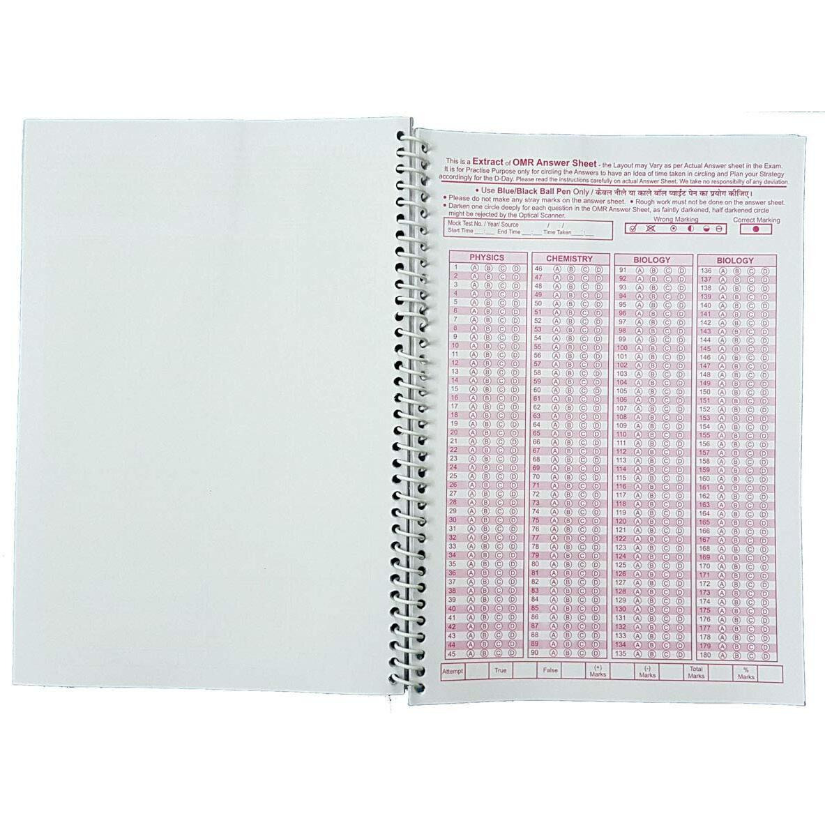 Amblitz Practice OMR Sheet 180 MCQ 100 Sheet Spiral Notebook
