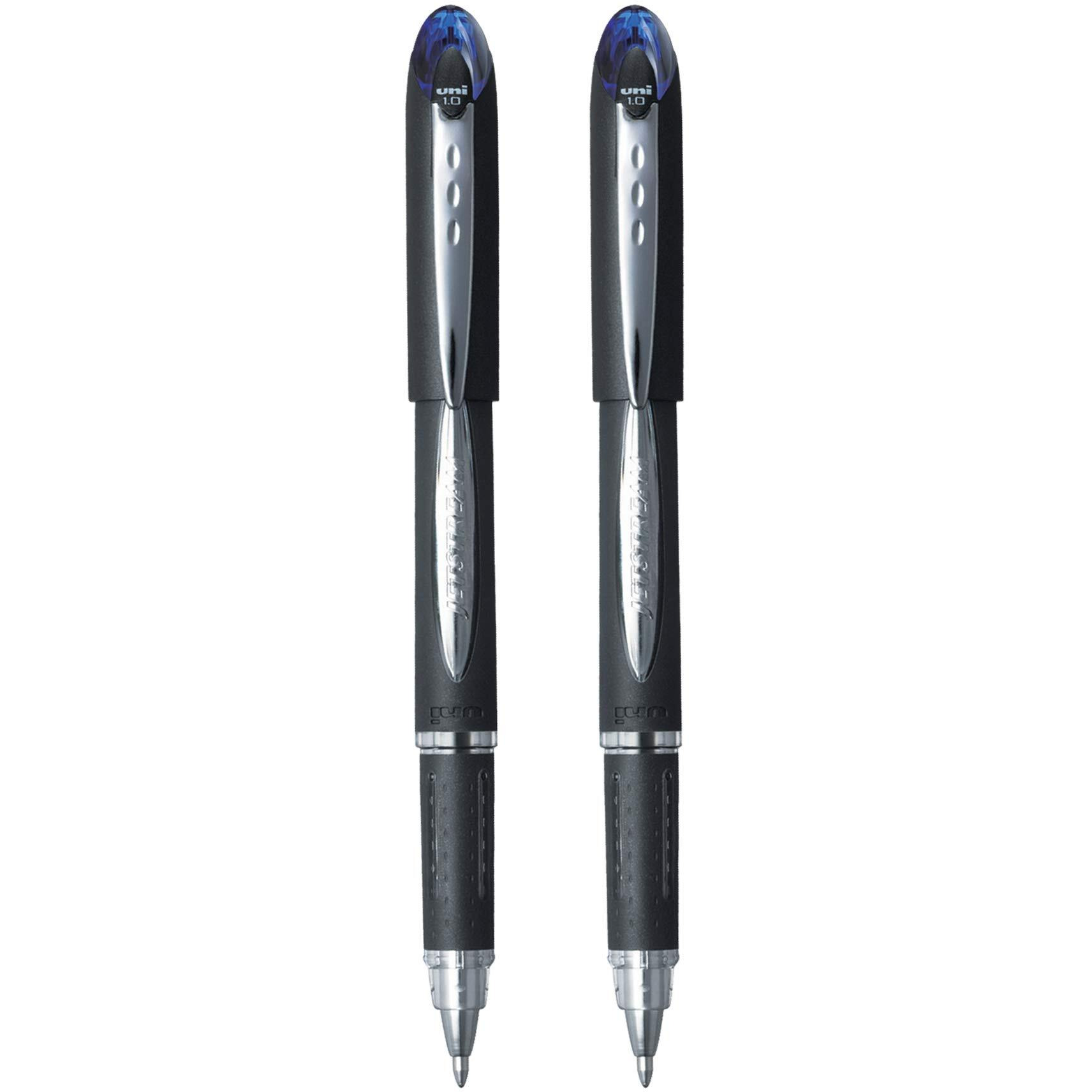 UNI-BALL Jetstream SX-210 1.0mm Roller Ball Pen | Extremely Quick Drying Ink | Waterproof Pigment Ink | Smooth Long Lasting Smudge Free Ink | School and Office stationery | Blue Ink, Pack of 2