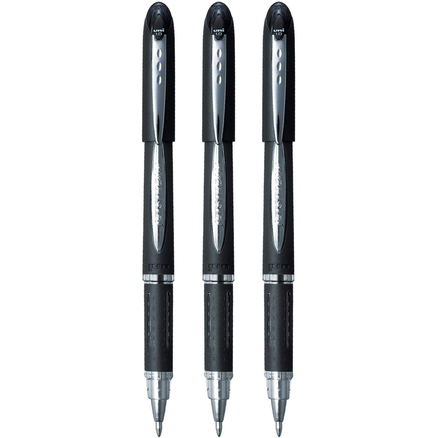 uni-ball Jetstream SX-210 1.0mm Roller Ball Pen | Extremely Quick Drying Ink | Waterproof Pigment Ink | Smooth Long Lasting Smudge Free Ink | School and Office stationery | Black Ink, Pack of 3