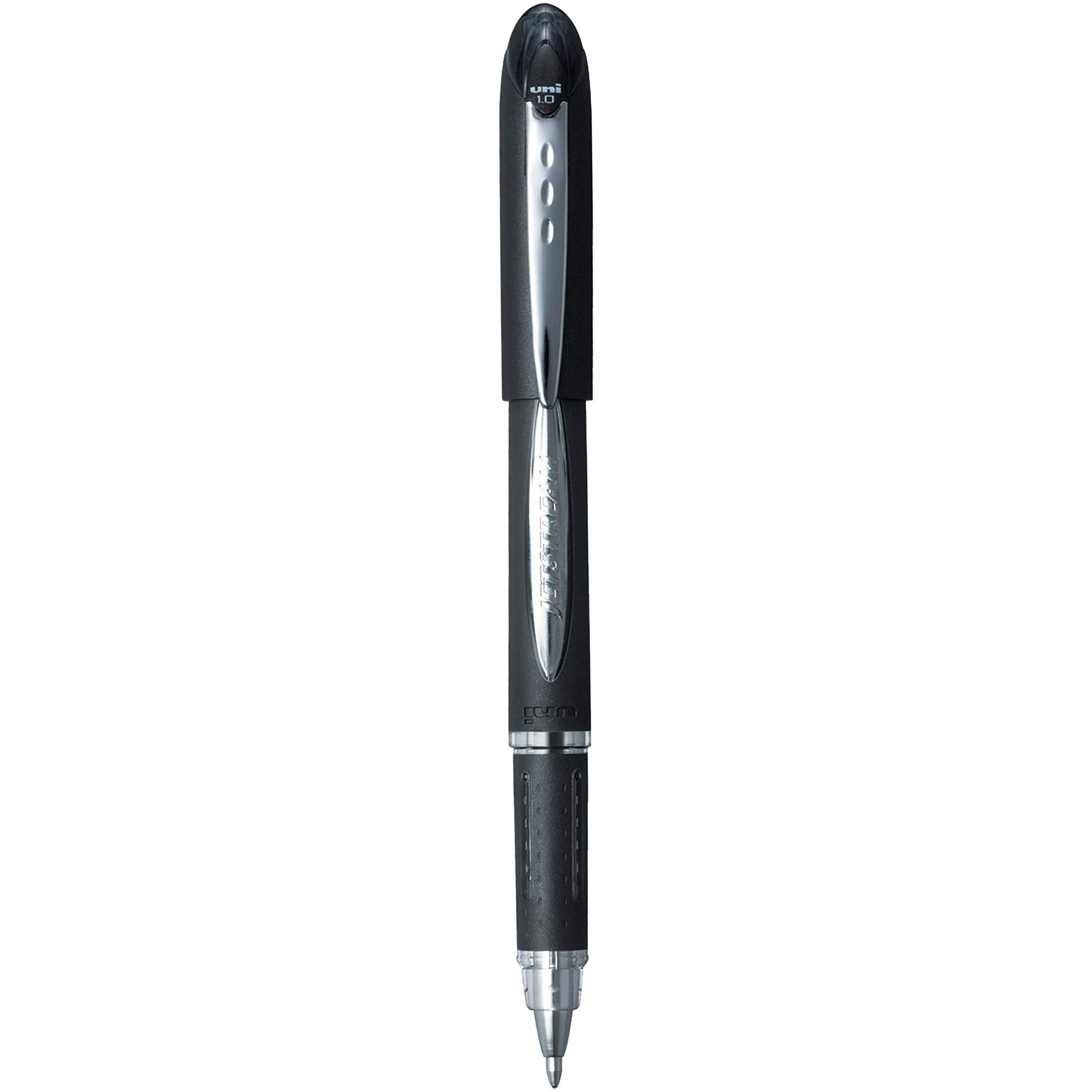 uni-ball Jetstream SX-210 1.0mm Roller Ball Pen | Extremely Quick Drying Ink | Waterproof Pigment Ink | Smooth Long Lasting Smudge Free Ink | School and Office stationery | Black Ink, Pack of 3