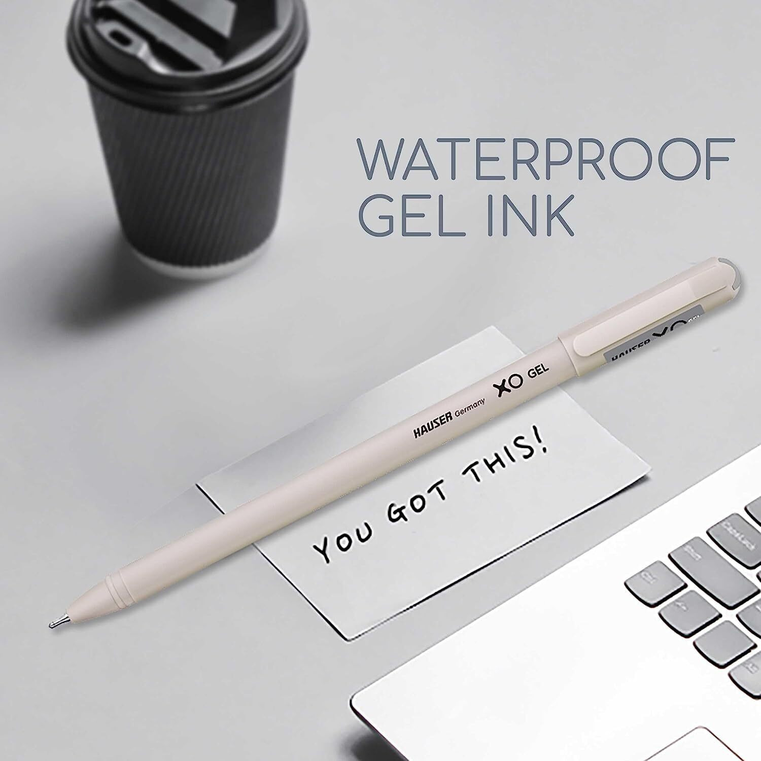 Hauser XO Gel Pen Stand | Sleek Body & Minimalistic Design With Matt Finish | Solid Body Type, Low Viscosity Ink | Ultra Durable Tip | Blue, Black & Red Ink, Pack of 50 Pens