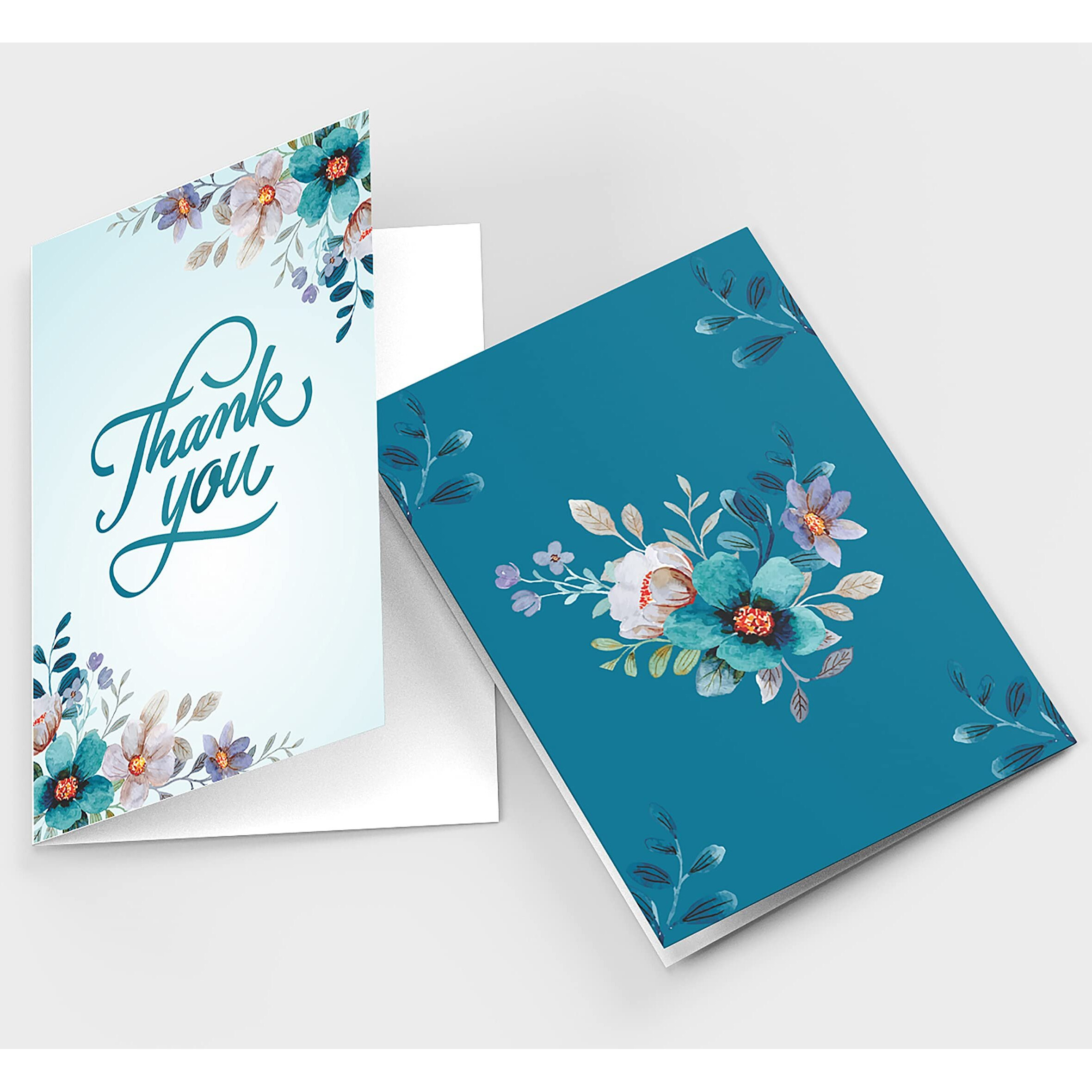 Rousrie - 50 Pieces Mini Folding Thank You Blank Note Cards for Greet Buyer