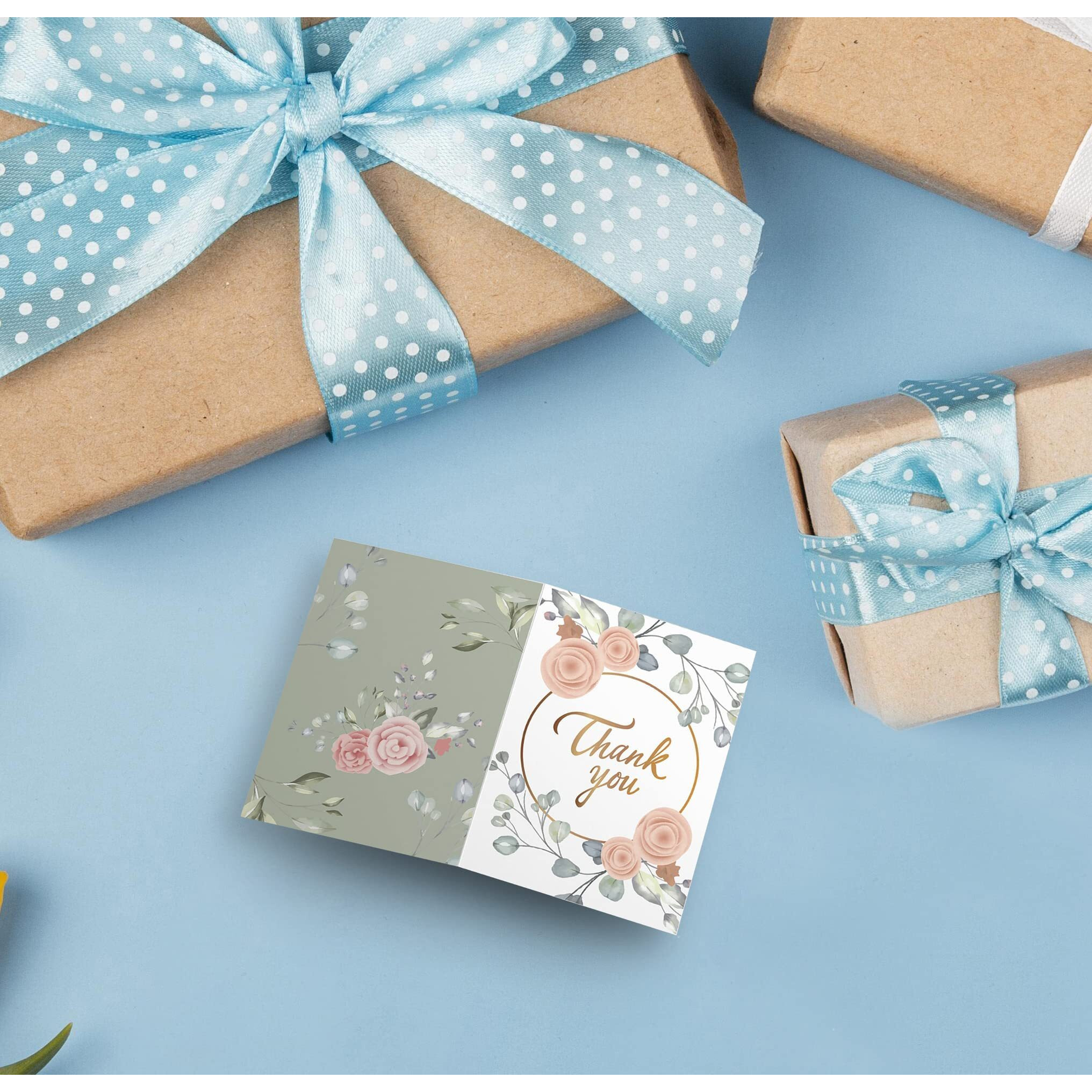 Rousrie - 50 Pieces Mini Folding Thank You Blank Note Cards