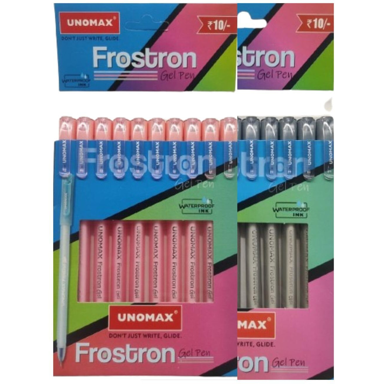 UNOMAX Frostron Gel Pen Pack of 20 (10 Black &10 Red) | Professional Ergonomic Design for Daily Use, Exam-Friendly | Budget-Friendly, Pocket-Friendly, Ultra-Fine, Ergonomic Design