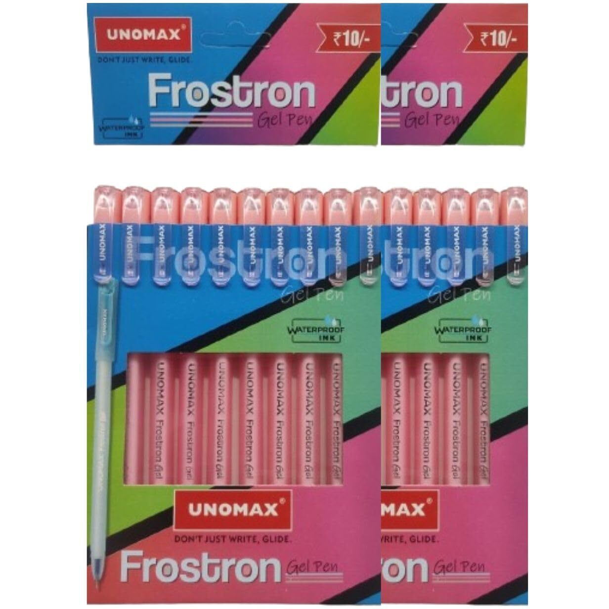UNOMAX Frostron Gel Pen Pack of 20 (20 Red) |Professional Ergonomic Design for Daily Use, Exam-Friendly | Budget-Friendly, Pocket-Friendly, Ultra-Fine, Ergonomic Design