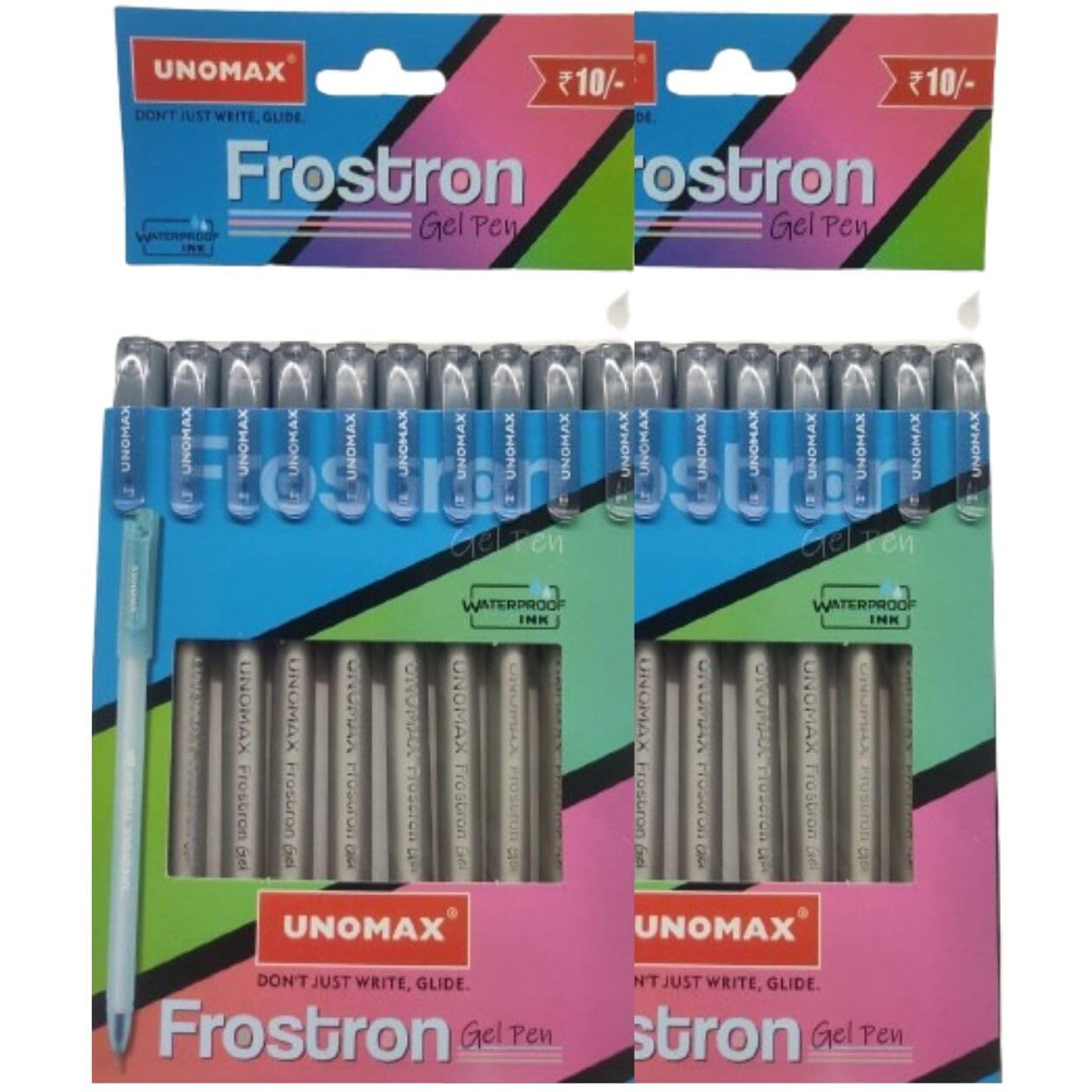 UNOMAX Frostron Gel Pen Pack of 20 (20 Black) |Professional Ergonomic Design for Daily Use, Exam-Friendly | Budget-Friendly, Pocket-Friendly, Ultra-Fine, Ergonomic Design