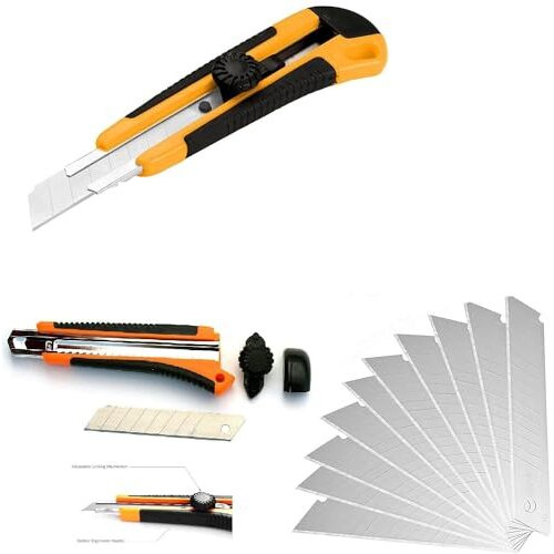 Eclet Heavy Duty 18 mm Cutter Knife with 10 Replacement Blades(Color as per Availability)(A)