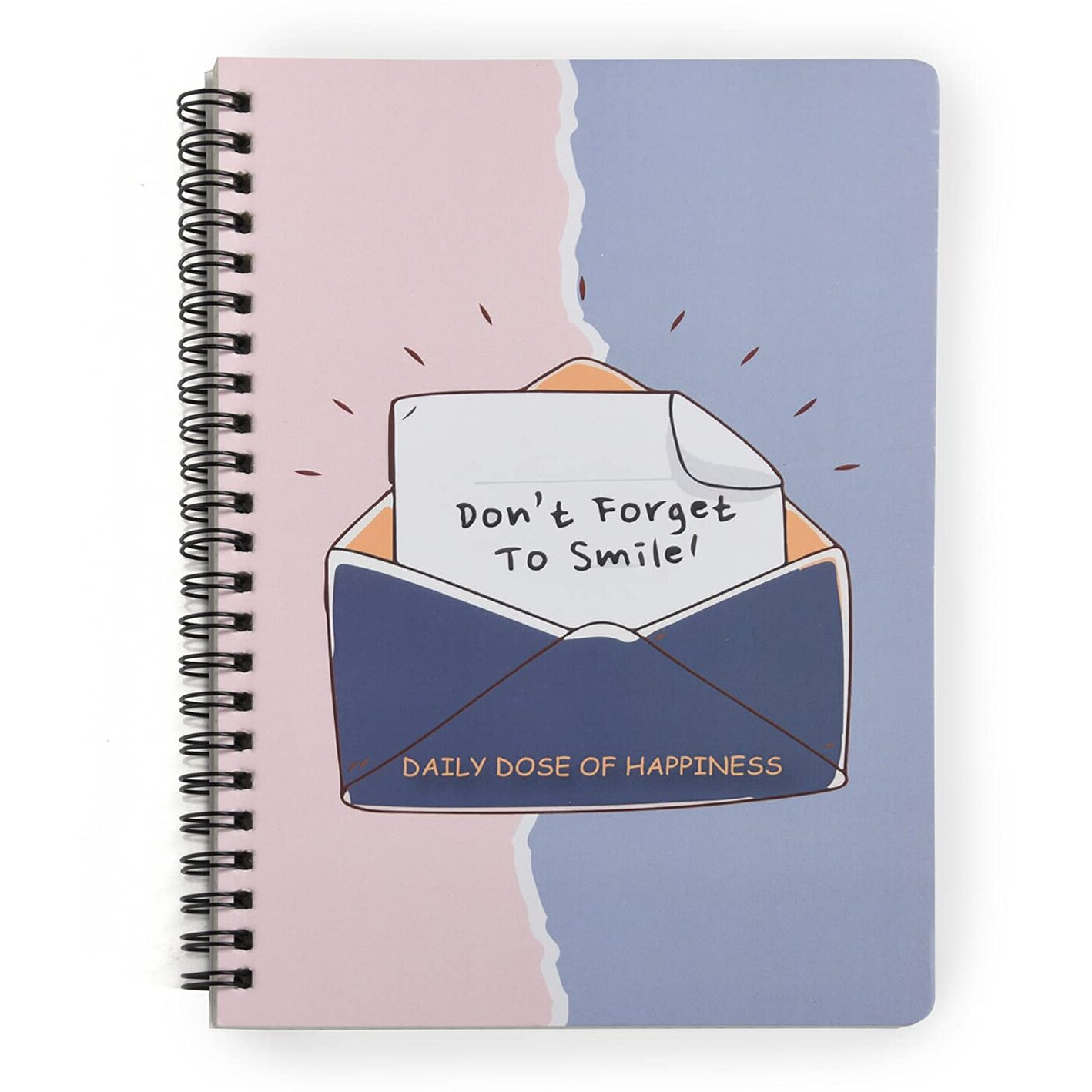 Papboo A5 Handy, Easy to Carry,DonT Forget to Smile Spiral Wiro Notebook  100 GSM Natural Shade Paper, Dot Grid, 120 Pages, Journal, Diary, Gift