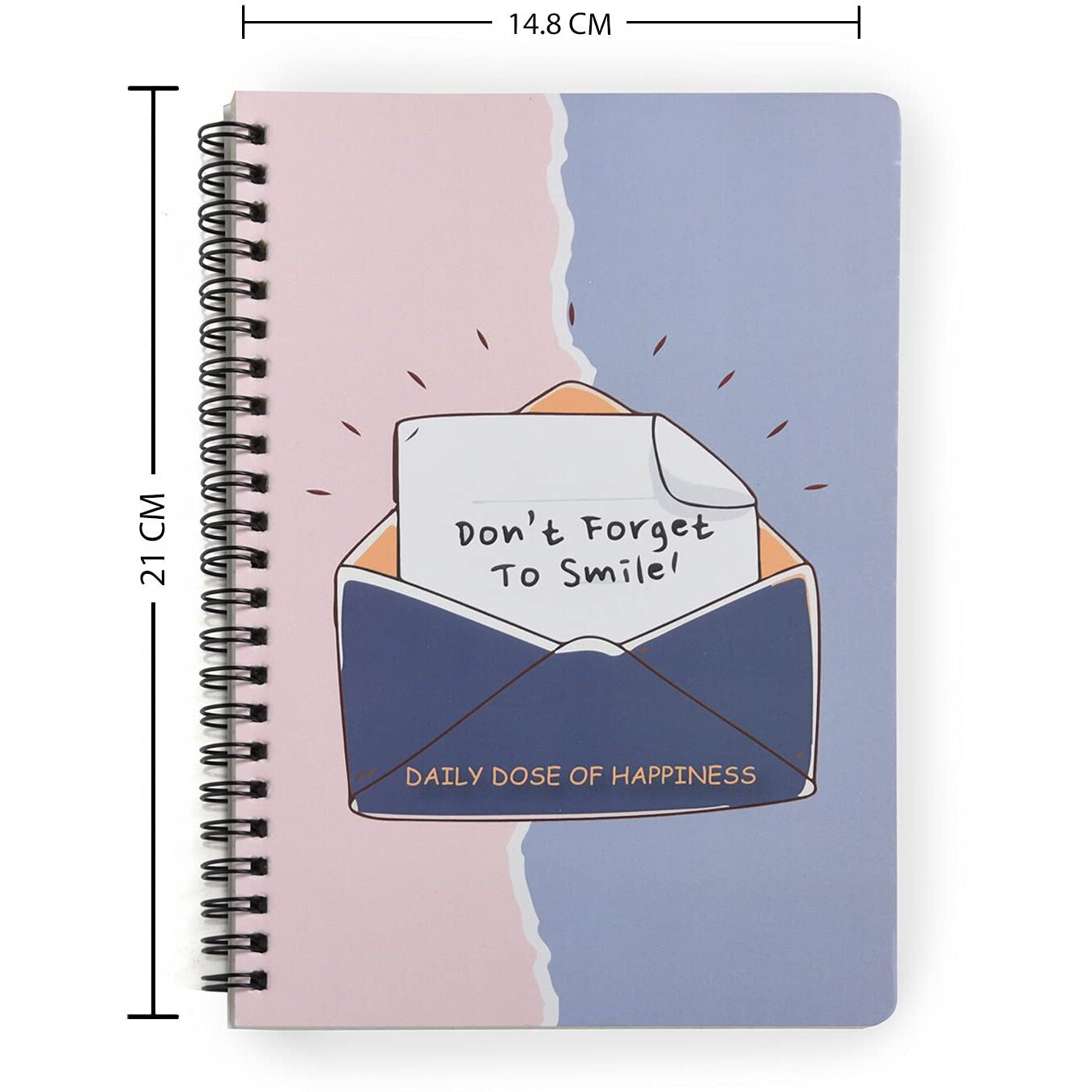 Papboo A5 Handy, Easy to Carry,DonT Forget to Smile Spiral Wiro Notebook  100 GSM Natural Shade Paper, Dot Grid, 120 Pages, Journal, Diary, Gift