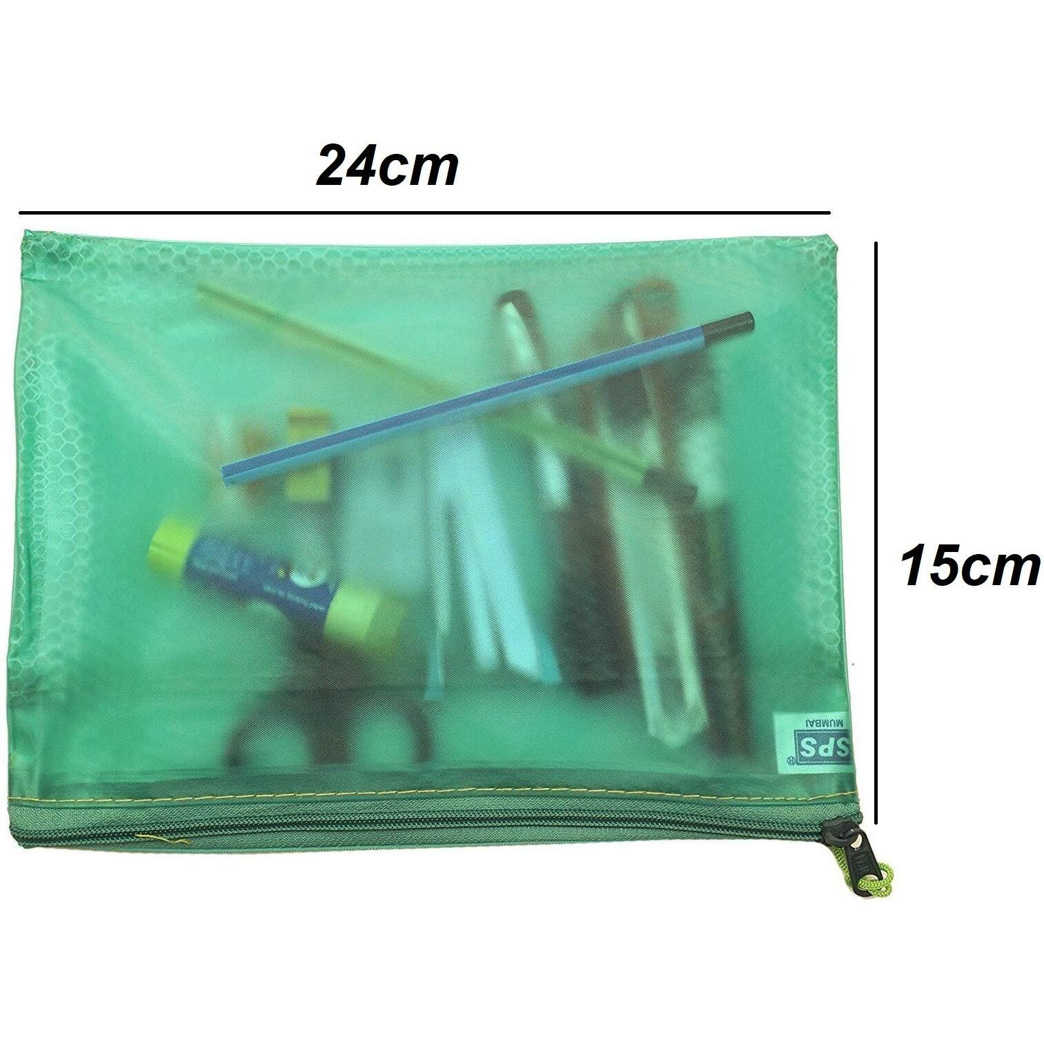 True-Ally 5 Pieces Transparent Pouch - Heavy-Duty Plastic Reinforced With Threads - Mesh Bag With Zipper For Organize Supplies (Colour May Vary, 21cm X 15cm)(A5)