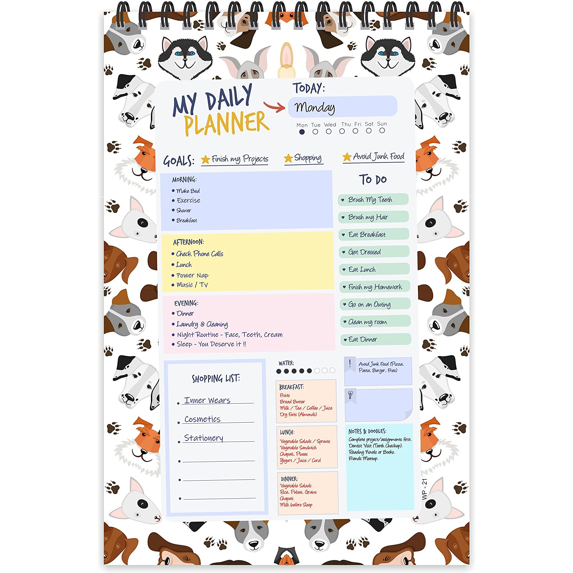 ESCAPER Animals Theme Daily Planner  Stay Organized and Inspired with A5-Sized (80 Days Plan) Planner - Perfect for Kids, Students & Creatives
