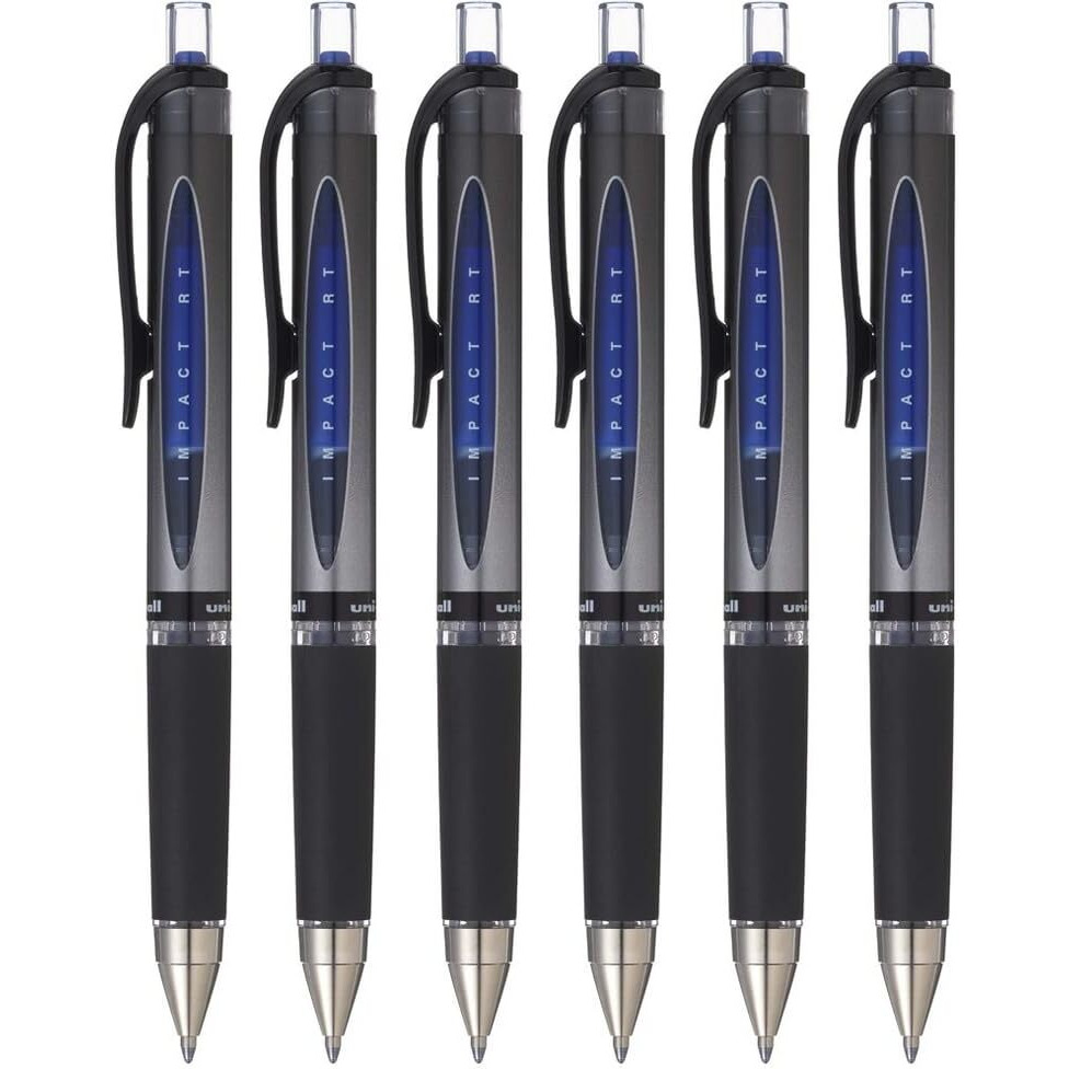 uni-ball Gel Imapct RT UMN-152S 1.0mm Retractable Rollerball Pen | Blue Ink, Pack of 6