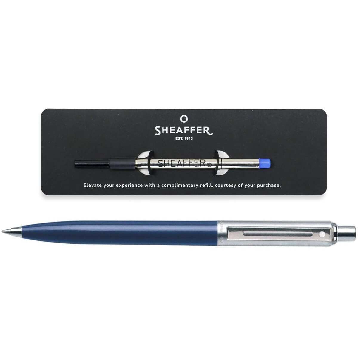 Sheaffer Pen Sentinel E321 Blue Barrel Brushed Chrome Cap & Chrome Trim Ballpoint Pen Combo Pack