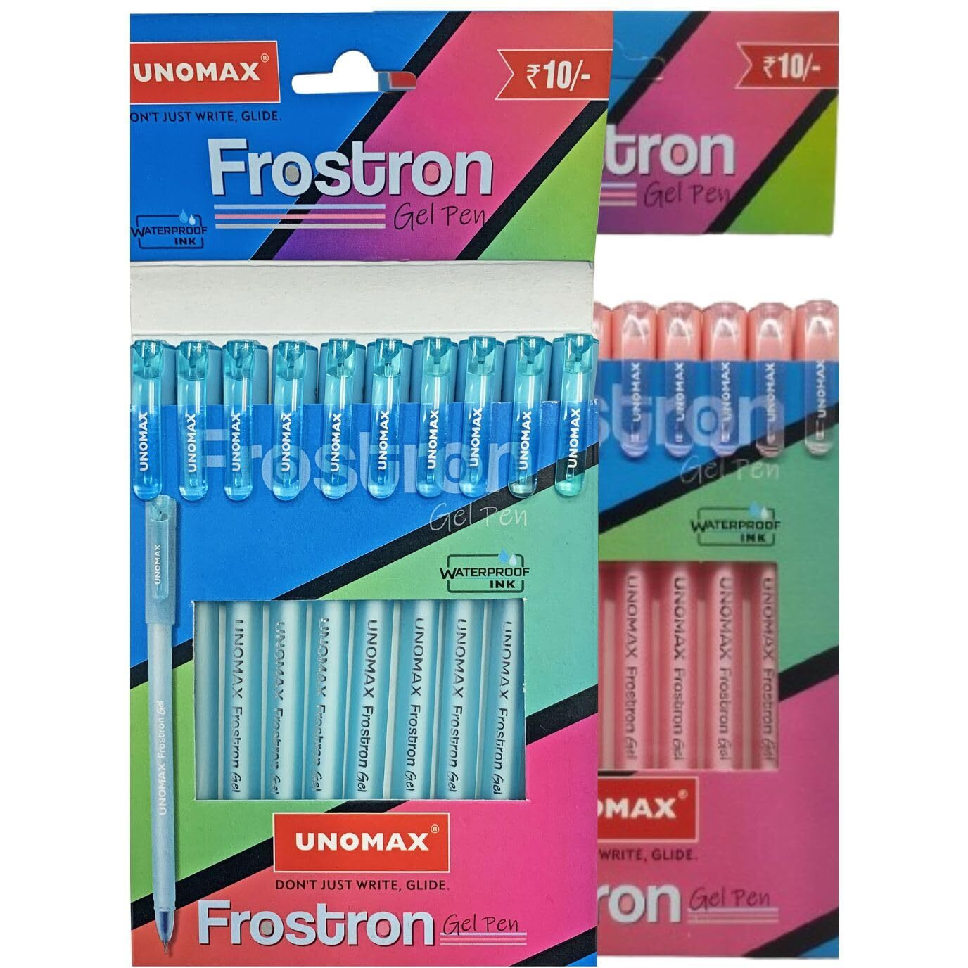 UNOMAX Frostron Gel Pen Pack of 20 (10 Blue & 10 Red) |Professional Ergonomic Design for Daily Use, Exam-Friendly | Budget-Friendly, Pocket-Friendly, Ultra-Fine, Ergonomic Design