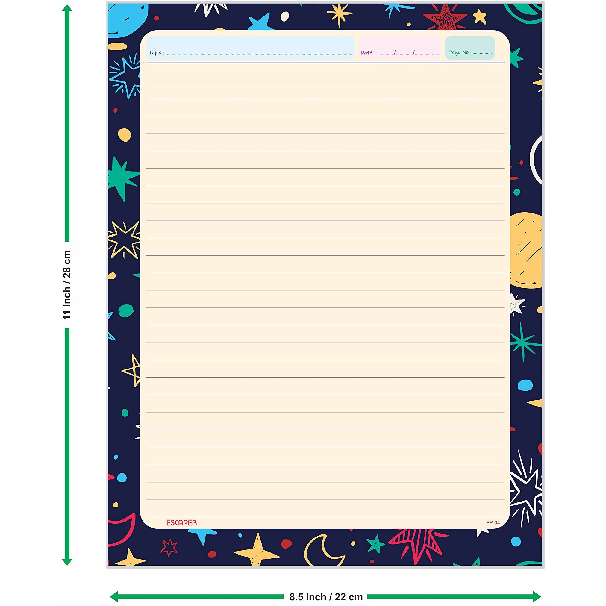 ESCAPER Sky Theme Project Papers - Multicolor Practical Sheets for Assignment, Art & Craft One Side Ruled Lines Paper, Designer Ruled Coloured Paper, Perfect for School Projects