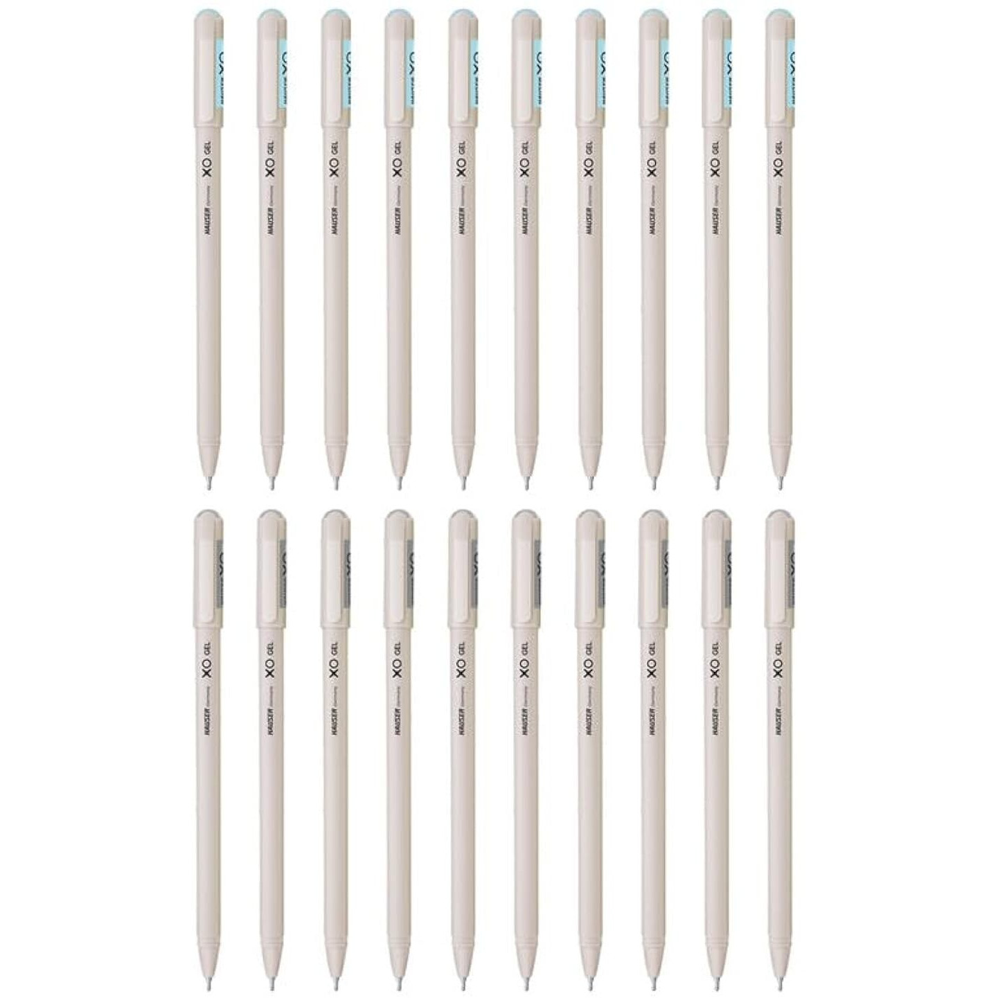 Hauser XO Gel Pen Combo Pack | Matt Finish Body With Ultra Durable Tip | 10 Pcs Blue Ink & 10 Pcs Black Ink