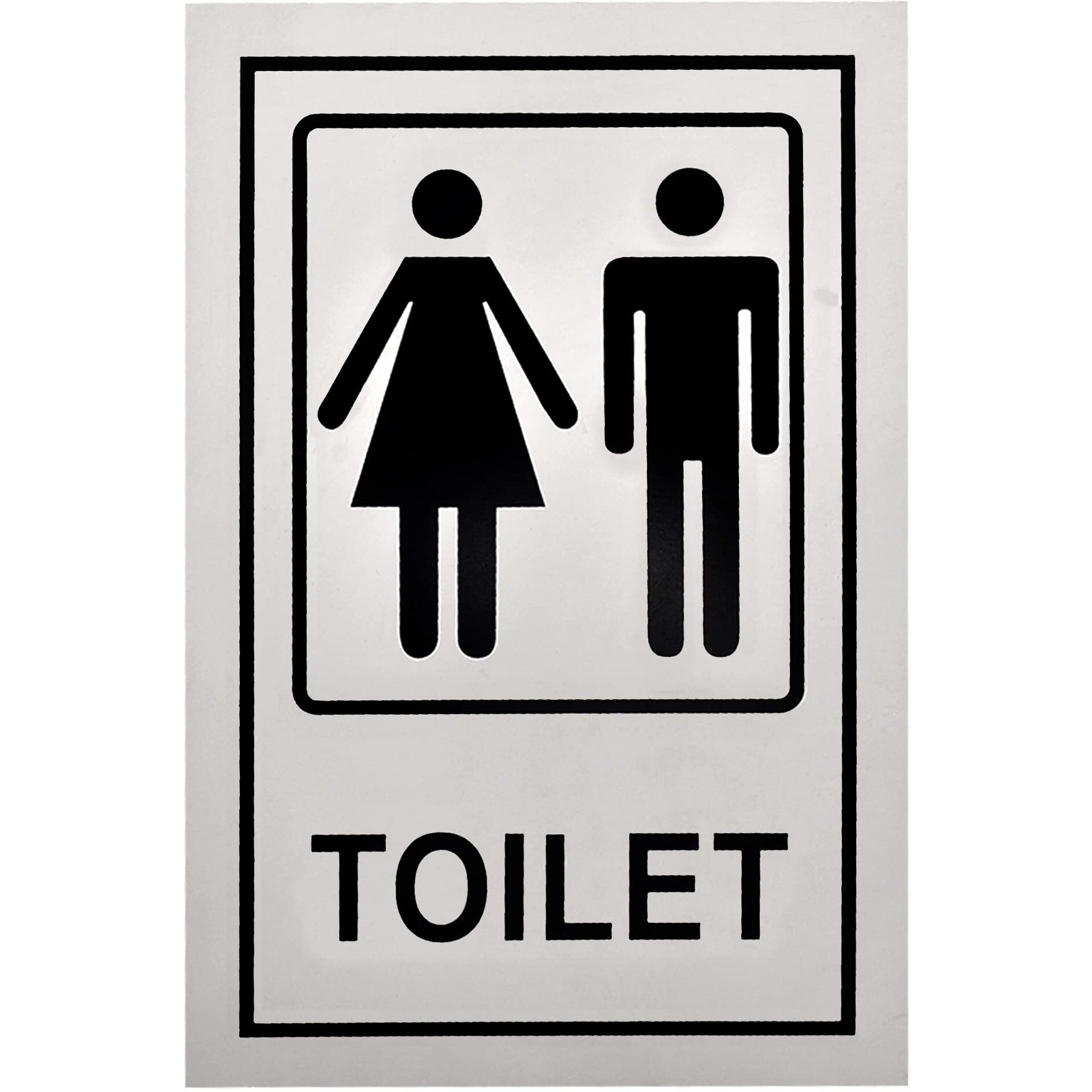 Buzz Cool Metal Silver Toilet Sign Board Sticker | Self Adhesive Ladies and Gents Washroom Signage | Restroom Sign Board | Toilet Doors Signage Board | Hotel Mall Cafe Toilet Door Stickers (1 Pc)