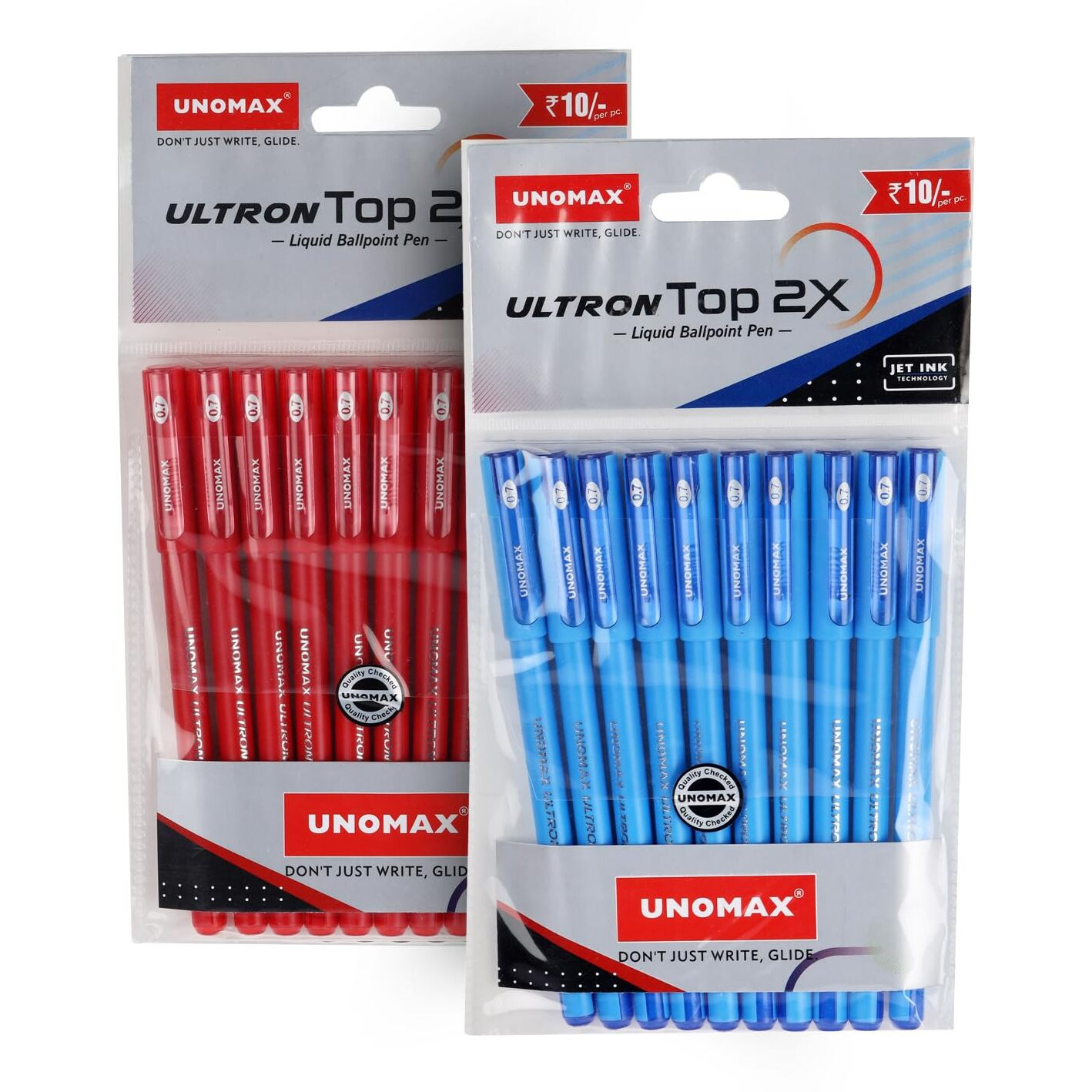 Unomax Top 2X Ballpen (20 Pc Hanger) | 10 Blue & 10 Red | Precision 0.7mm Tip for Detailed Writing | Comfort Grip for | Perfect for Professionals, Students, and Everyday Use