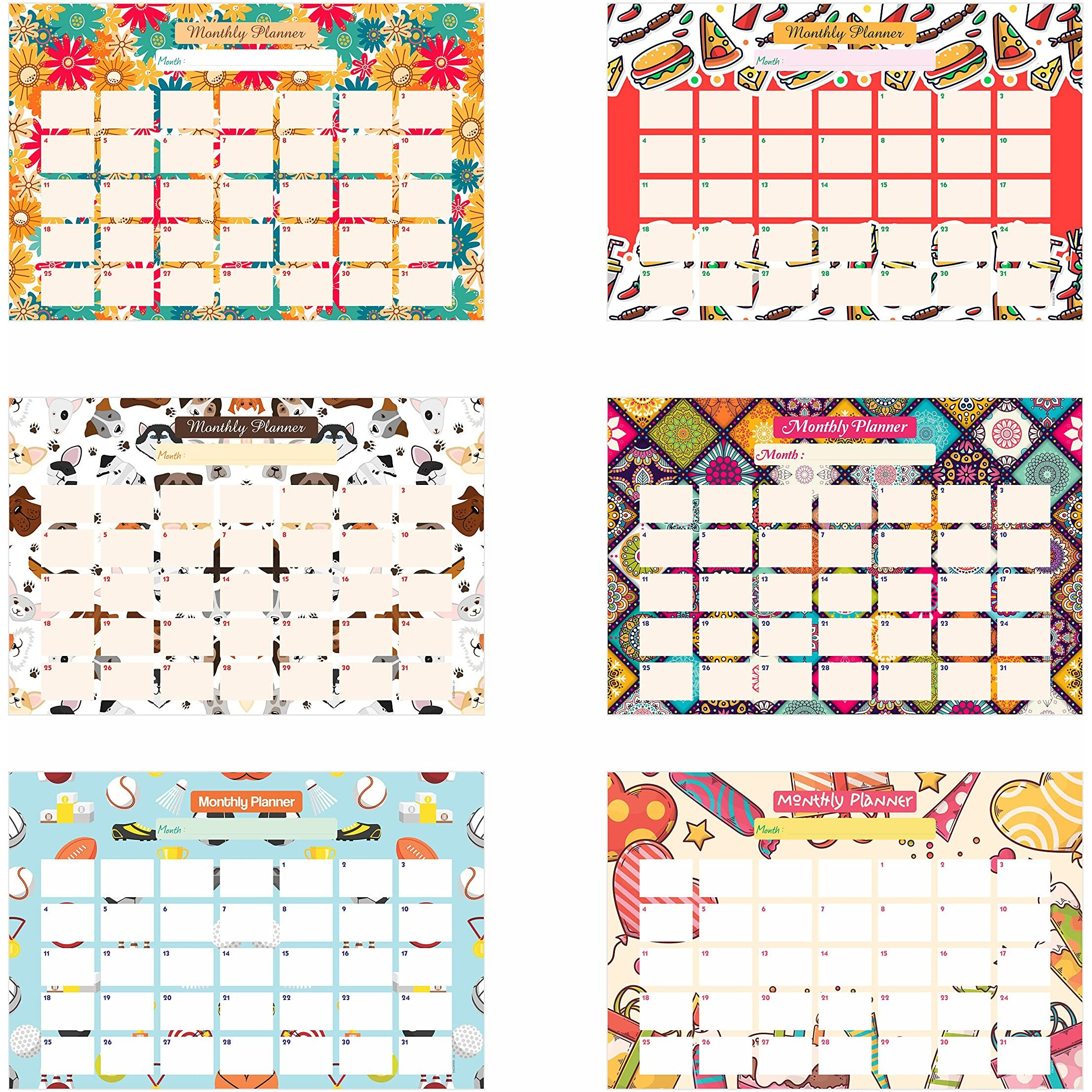 ESCAPER Mix Theme Monthly Planner Sheets - Pack of 12, A3-Sized Sheets for 12 Months of Productive Planning and Organizing