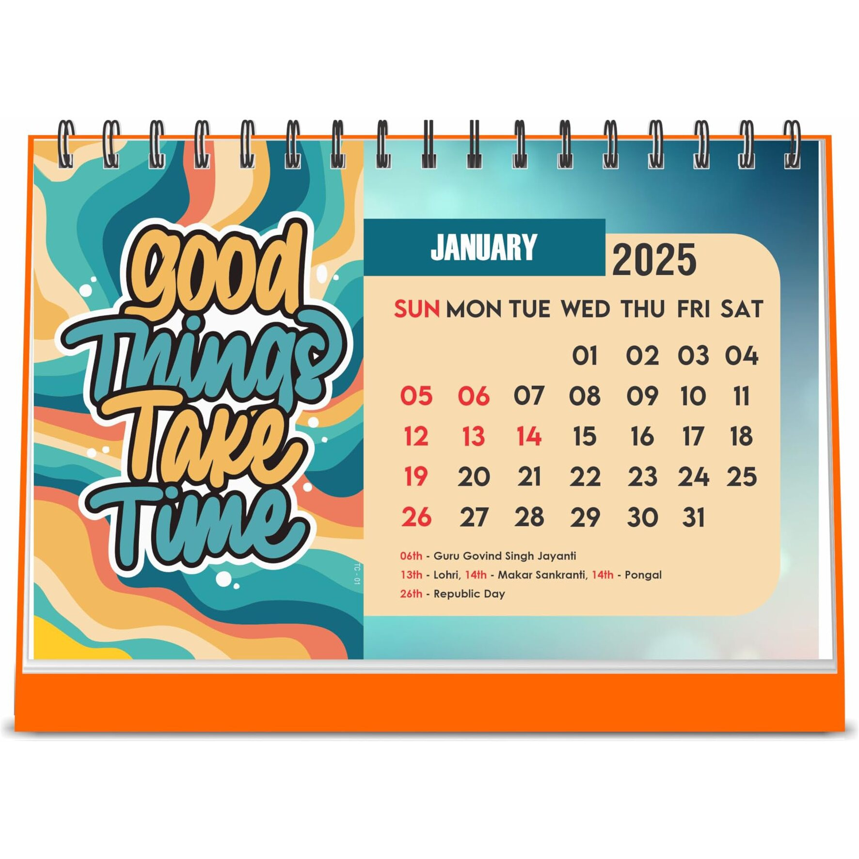 ESCAPER Good Things Motivational Desk Calendar 2025 with Quotes 12 Monthly Pages with Thick Paper Twin-Wire Binding for New Year Daily Planning (A5 Size, 8.5" x 5.5")