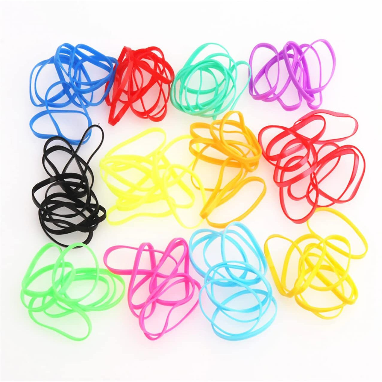 GLUN Elastic Bands 0.5 Inches Fluorescent Color Rubber Band for School, Home and Office use High-Quality, Durable and Bright Pack 50 Grams