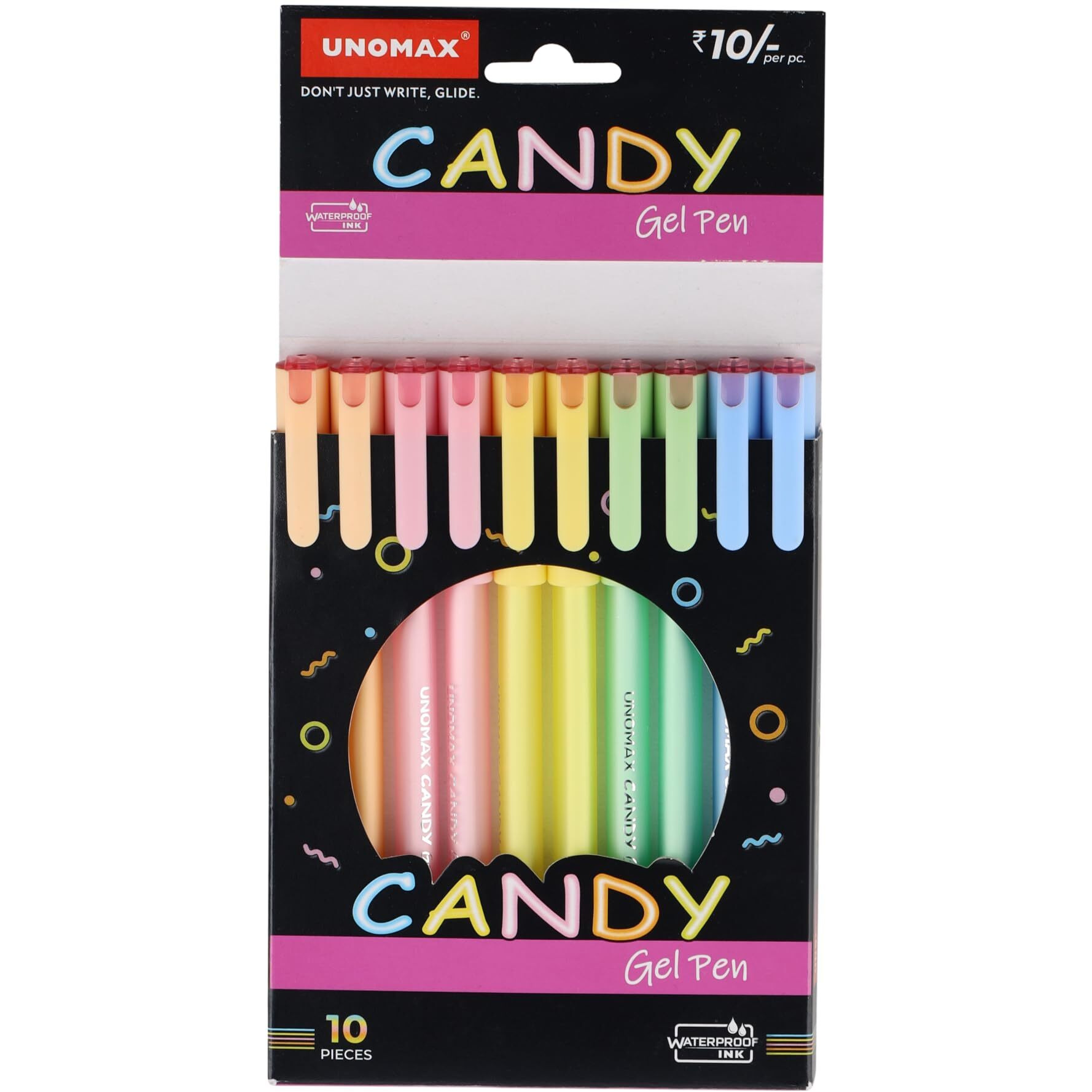 Unomax Candy Gel Pen Pack of 20 (Blue) |Professional Ergonomic Design for Daily Use, Exam-Friendly | Budget-Friendly, Pocket-Friendly, Ultra-Fine, Ergonomic Design