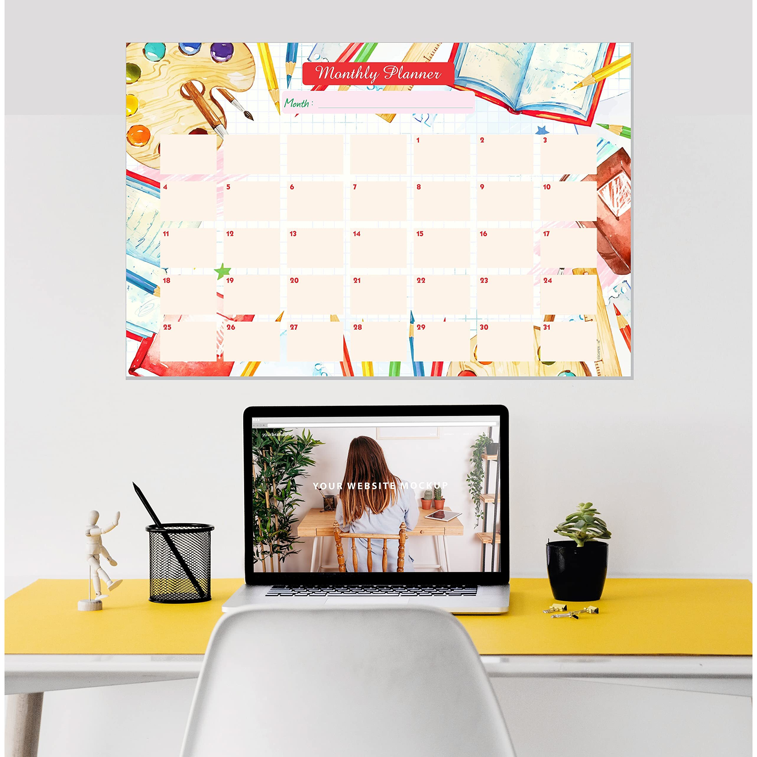 ESCAPER School Theme Monthly Planner Sheets - Pack of 6, A3-Sized Sheets for 6 Months of Productive Planning and Organizing