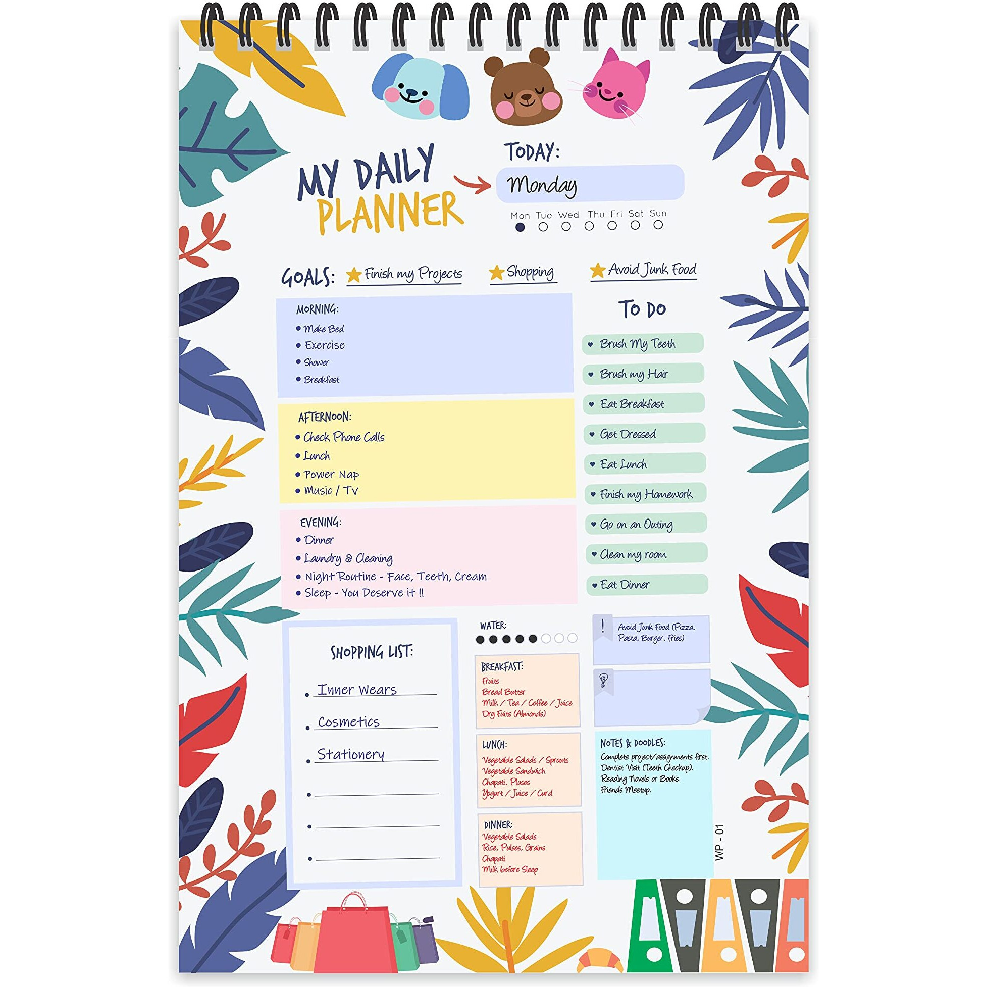 ESCAPER Leafs Daily Planner  Stay Organized and Inspired with A5-Sized (80 Days Plan) Planner - Perfect for Kids, Students & Creatives