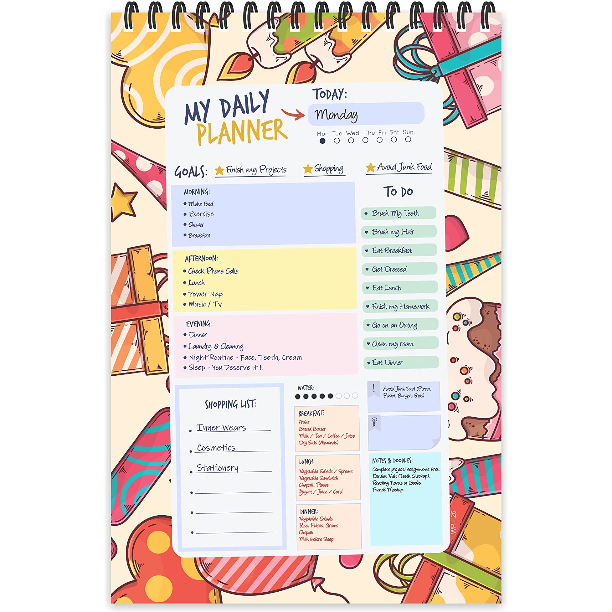 ESCAPER Happy Birthday Theme Daily Planner  Stay Organized and Inspired with A5-Sized (80 Days Plan) Planner - Perfect for Kids, Students & Creatives