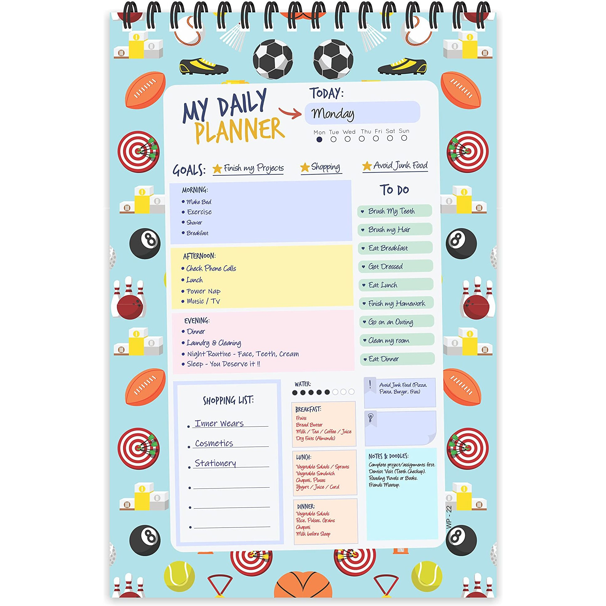 ESCAPER Sports Theme Daily Planner  Stay Organized and Inspired with A5-Sized (80 Days Plan) Planner - Perfect for Kids, Students & Creatives