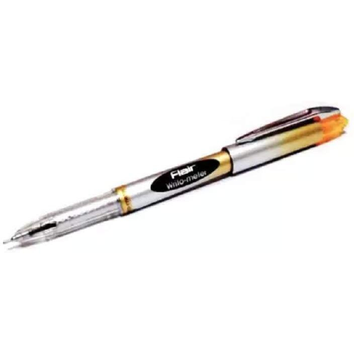 FLAIR Writometer Ball Pen | Stainless Steel Tip | Our Longest Writing Pens | Ensures Smoothness & Durability | Blue Ink, Pack of 4