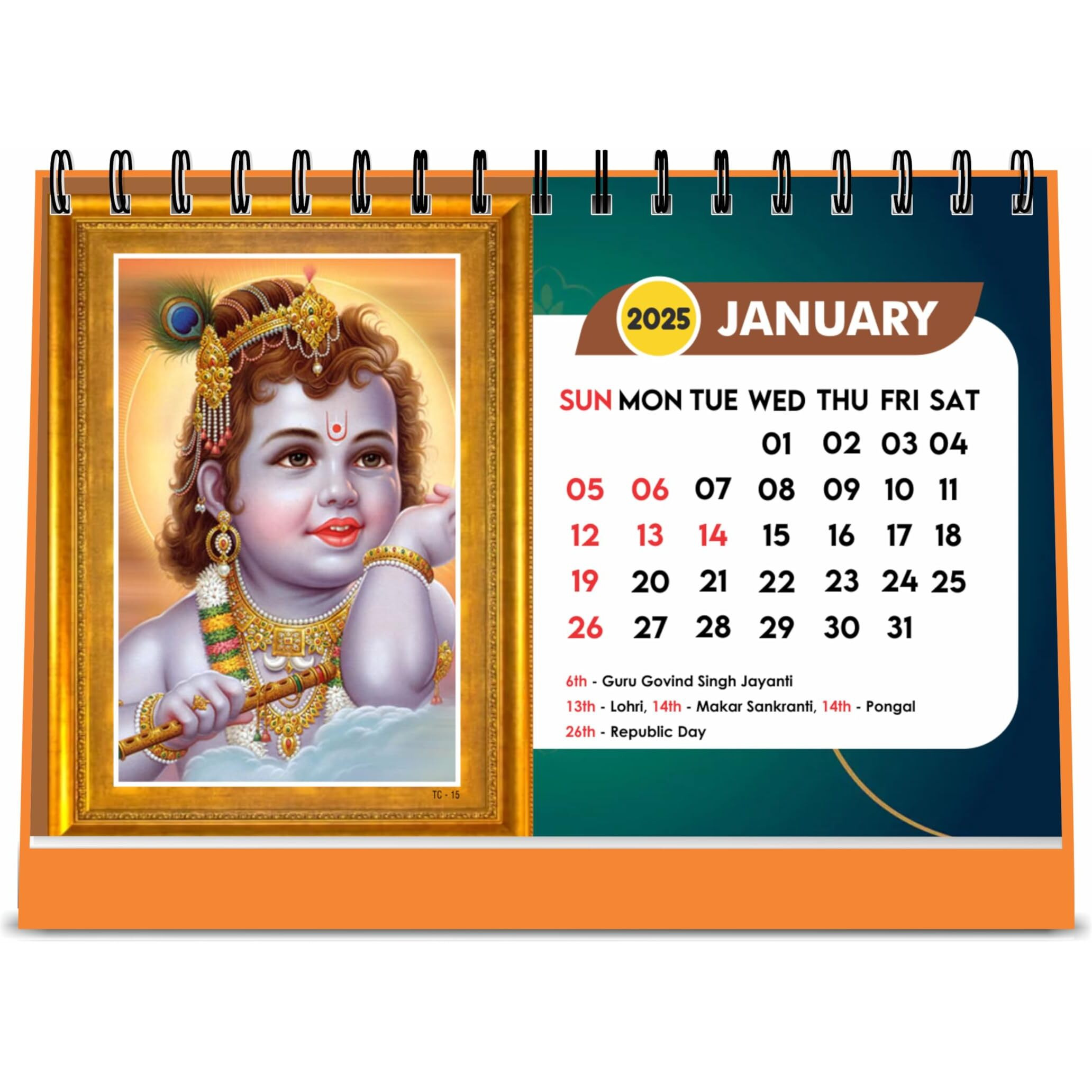 ESCAPER Shri Krishna Calendar 2025 Desk, Lord Krishna Calendar 2025, Shree Krishan Table Calendar, Laddu Gopal Calendar 2025, Radha Krishna Calendar 2025, Radha Krishna Photo