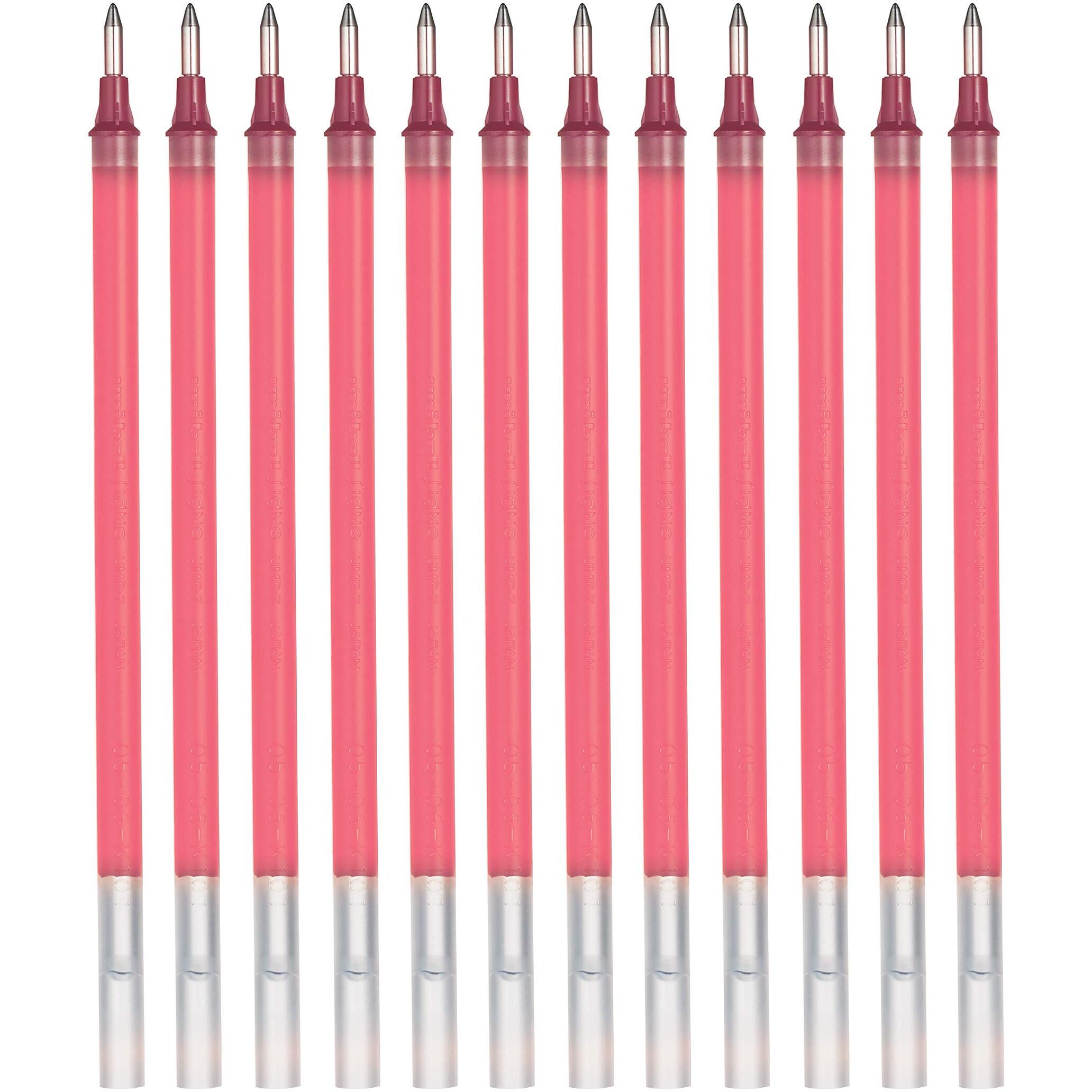 UNI-BALL UMR-7 0.7mm Gel Pen Refill | Usable for UM-100 | Red Ink, Pack of 12