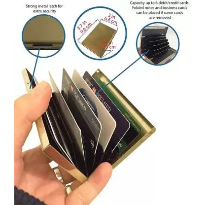 Stealodeal Golden Metal Water-Resistant Stainless Steel Debit/Credit Business ATM 6 (Unisex) Card Holder (Set of 1, Gold)