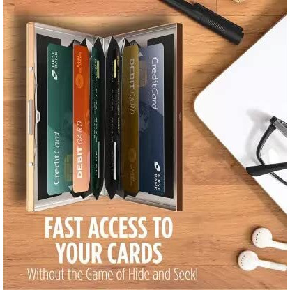 Stealodeal Golden Metal Water-Resistant Stainless Steel Debit/Credit Business ATM 6 (Unisex) Card Holder (Set of 1, Gold)