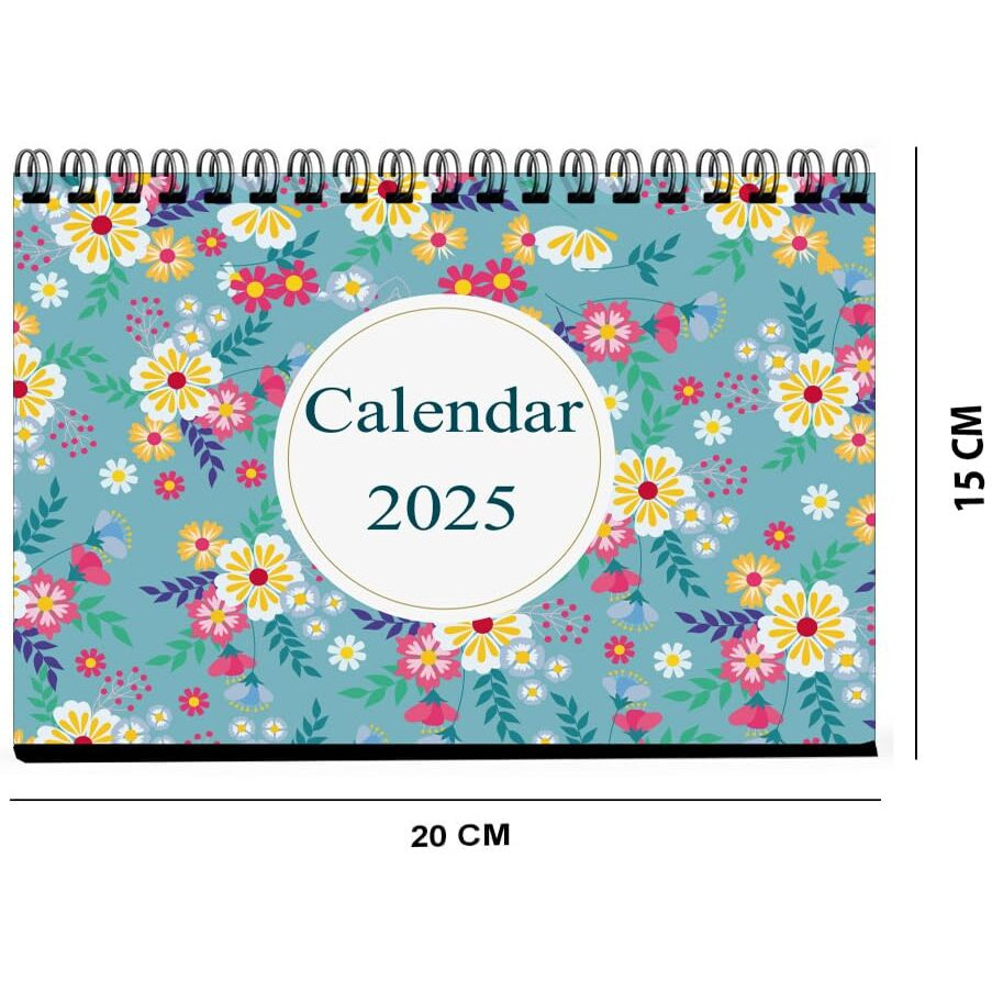 AccuPrints l 2025 l Floral Desk Calendar l 12 Months l Includes Note and To.Do. Section l 250 GSM l Planning, Tracking & Scheduling l Black Wire.
