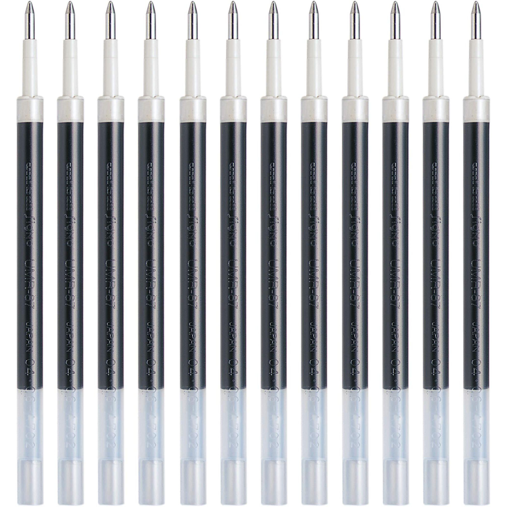 uni-ball UMR-87 0.7mm Gel Pen Refill | Usable for UMN-207 & UM-307 | Black Ink, Pack of 12