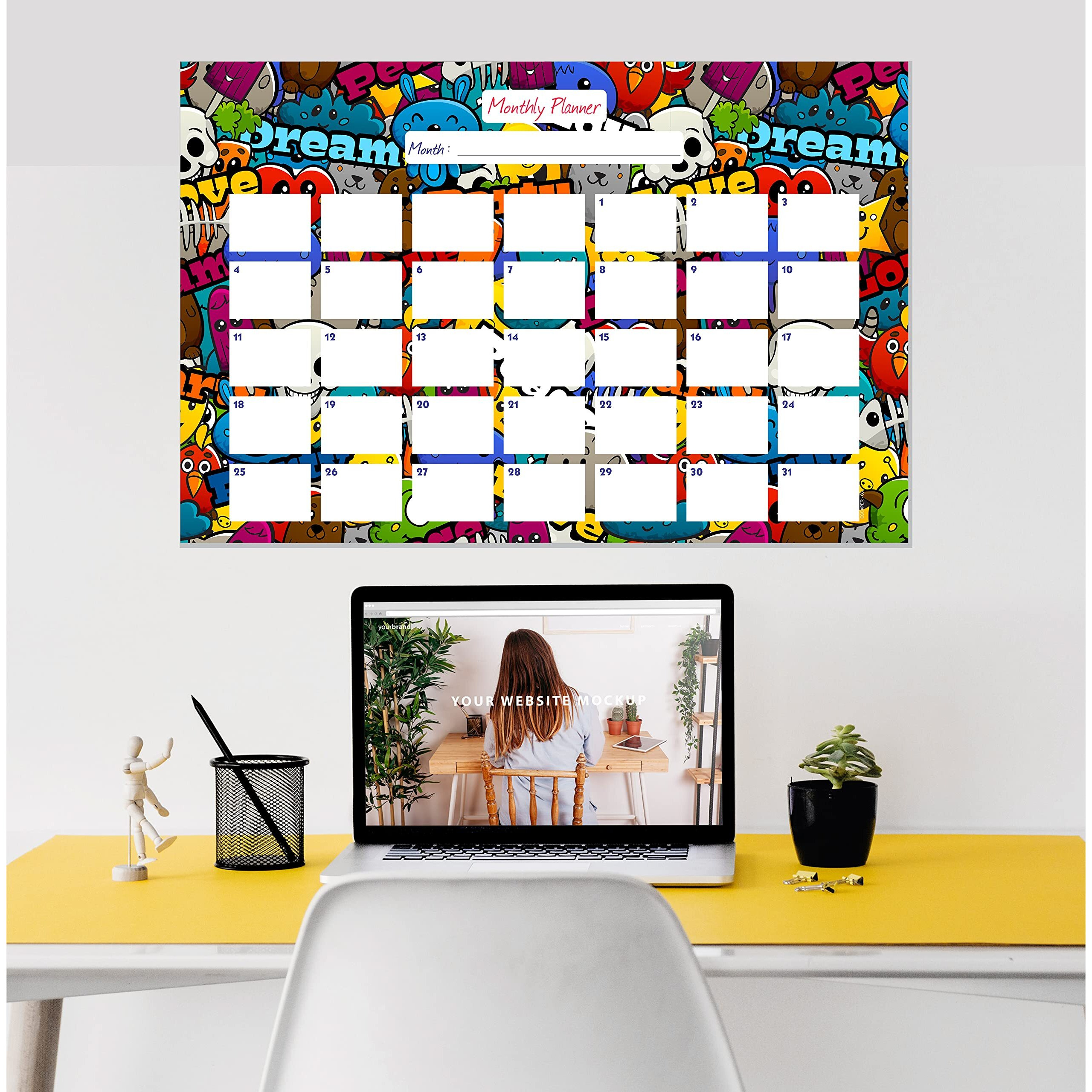 ESCAPER Graffiti Theme Monthly Planner Sheets - Pack of 6, A3-Sized Sheets for 6 Months of Productive Planning and Organizing
