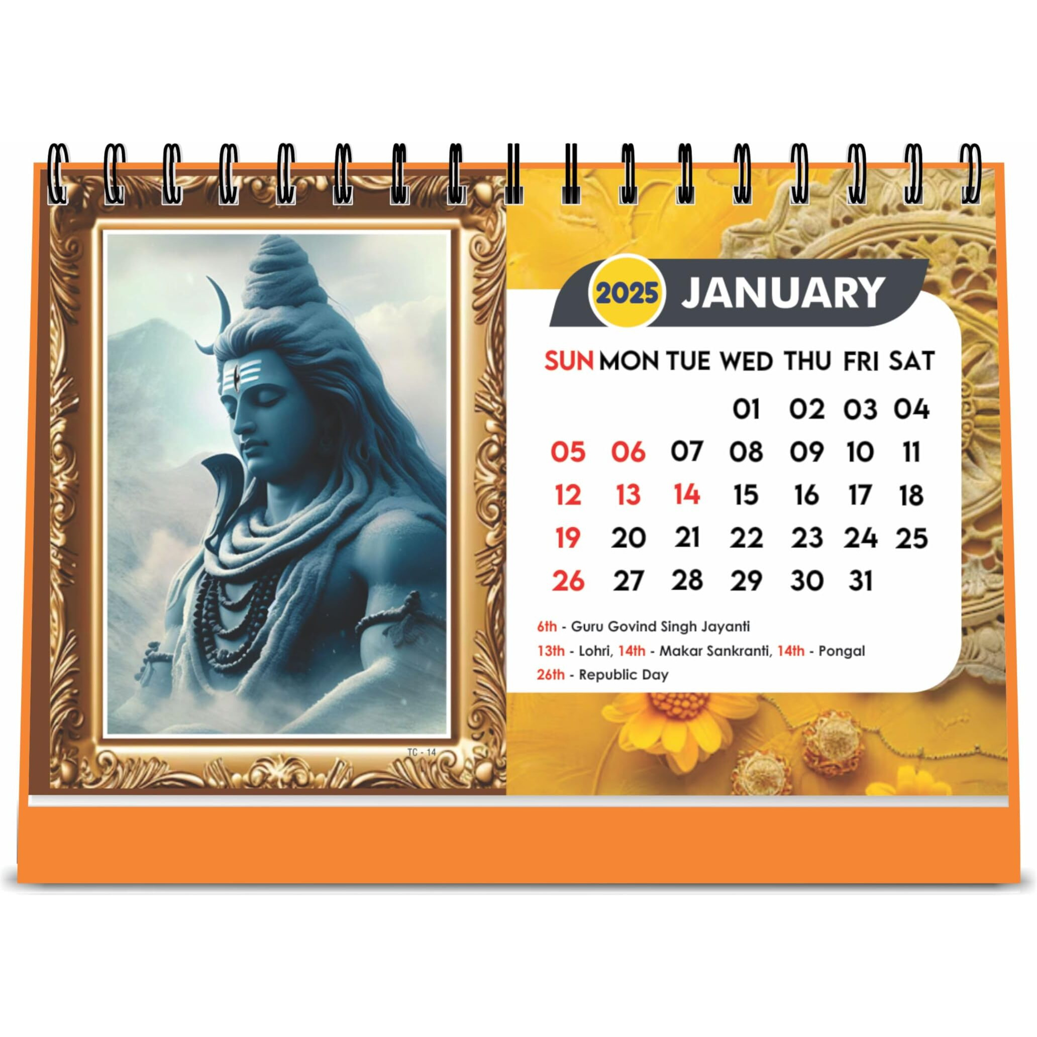 ESCAPER Shiva Calendar 2025 Table, Bholenath Calendar 2025, Mahadev Calendar 2025, Shiv Parivar Photo Calendar 2025, Hindu Desktop Calendar 2025, Sanatana Dharma Calendar 2025