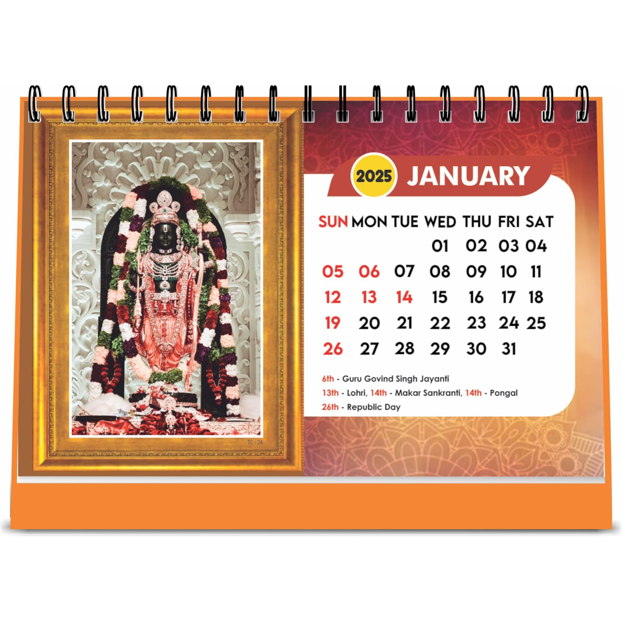ESCAPER Shree Ram Calendar 2025 Desk, Ram Lalla Calendar 2025, Lord Ram Calendar 2025, Ram Hanuman photo calendar, Ram Ji Calendar, Ram Darbar Calendar 2025, Ram Lala