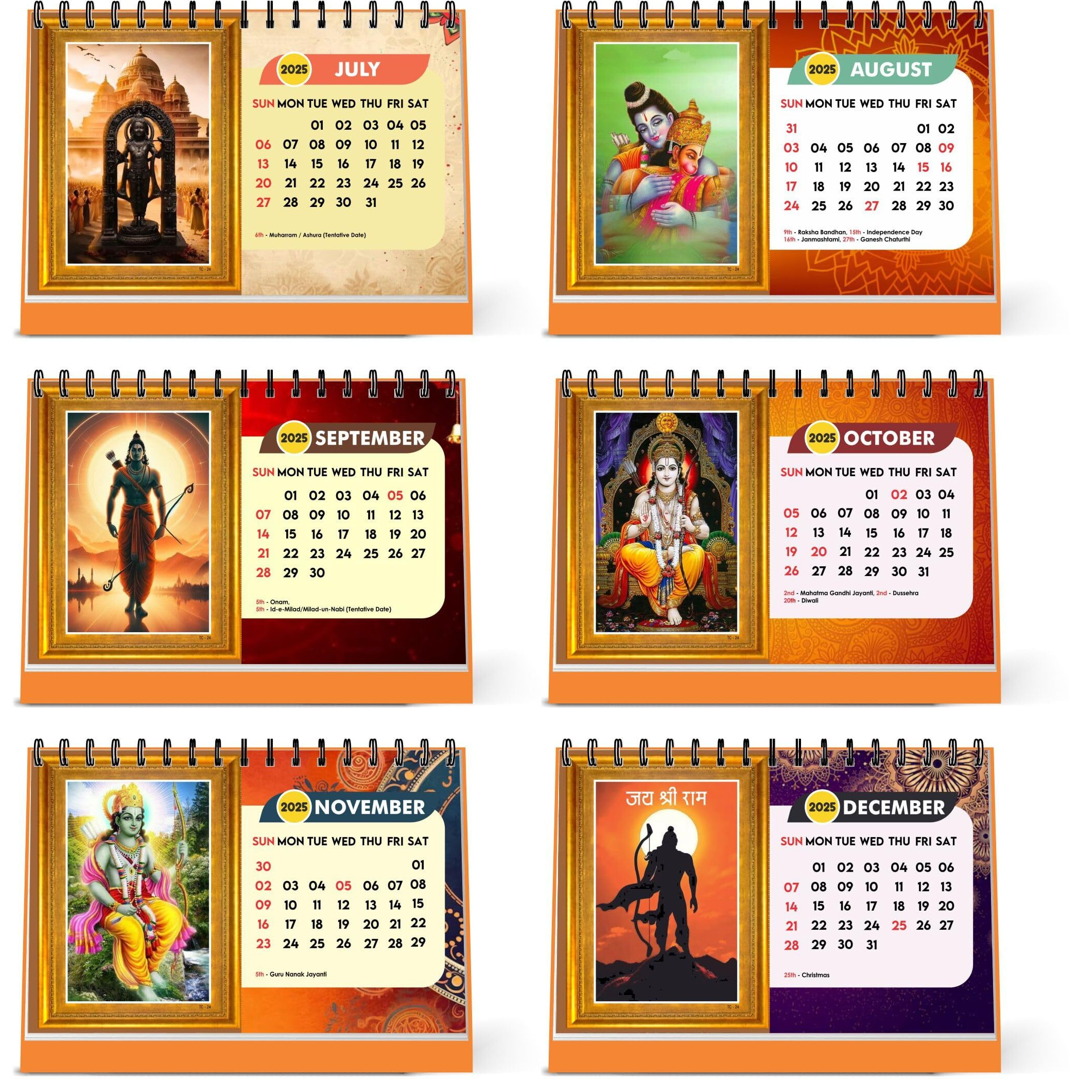 ESCAPER Shree Ram Calendar 2025 Desk, Ram Lalla Calendar 2025, Lord Ram Calendar 2025, Ram Hanuman photo calendar, Ram Ji Calendar, Ram Darbar Calendar 2025, Ram Lala