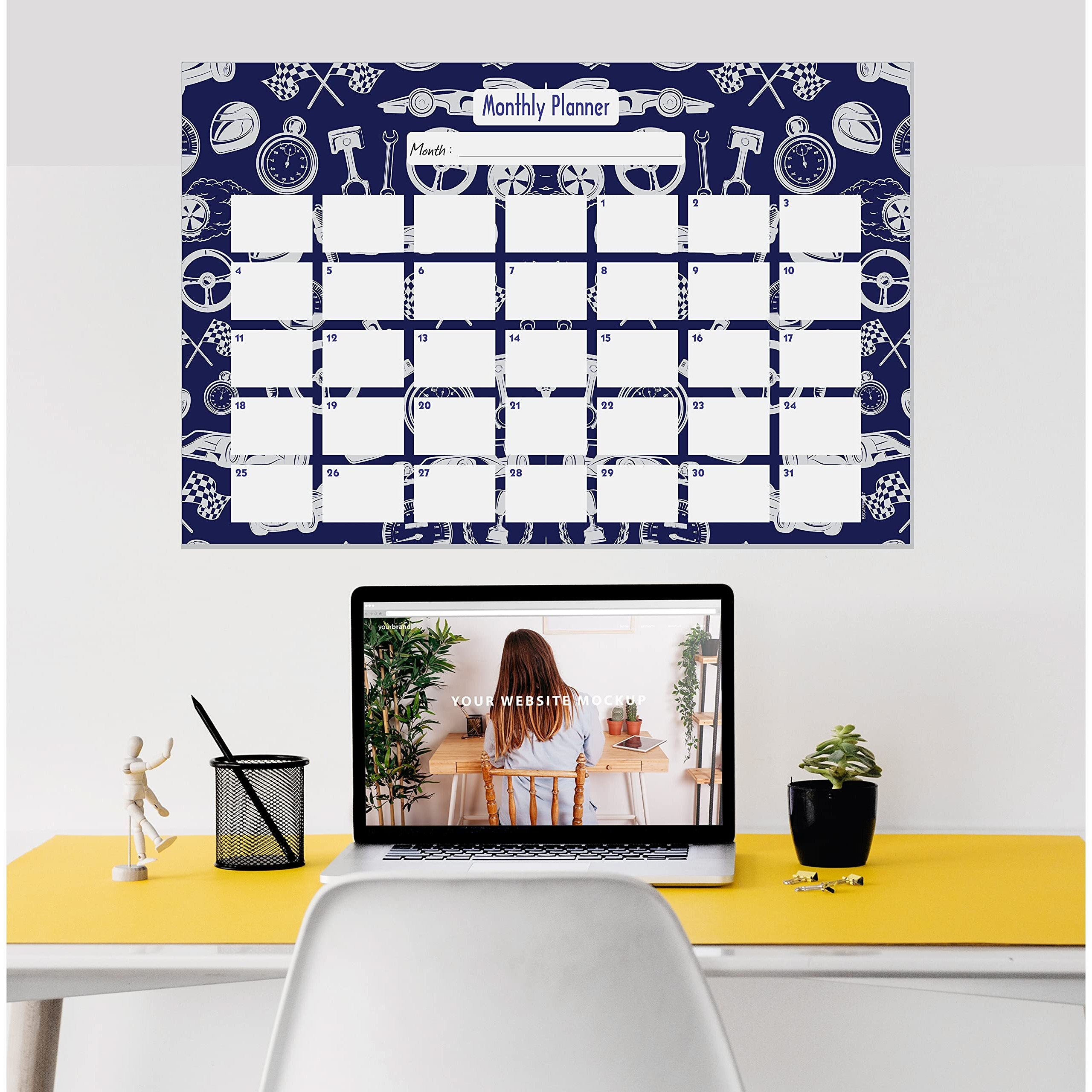 ESCAPER Bike Theme Monthly Planner Sheets - Pack of 6, A3-Sized Sheets for 6 Months of Productive Planning and Organizing