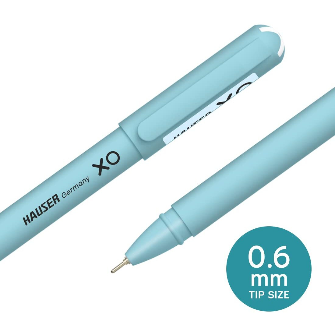 Hauser XO 0.7mm Ball Pen Tumbler | Sleek Body & Minimalistic Design | Matt Finish & Solid Body Type | Low Viscosity Ink With Ultra Durable Tip | Blue, Black & Red Ink, of 50 Pens