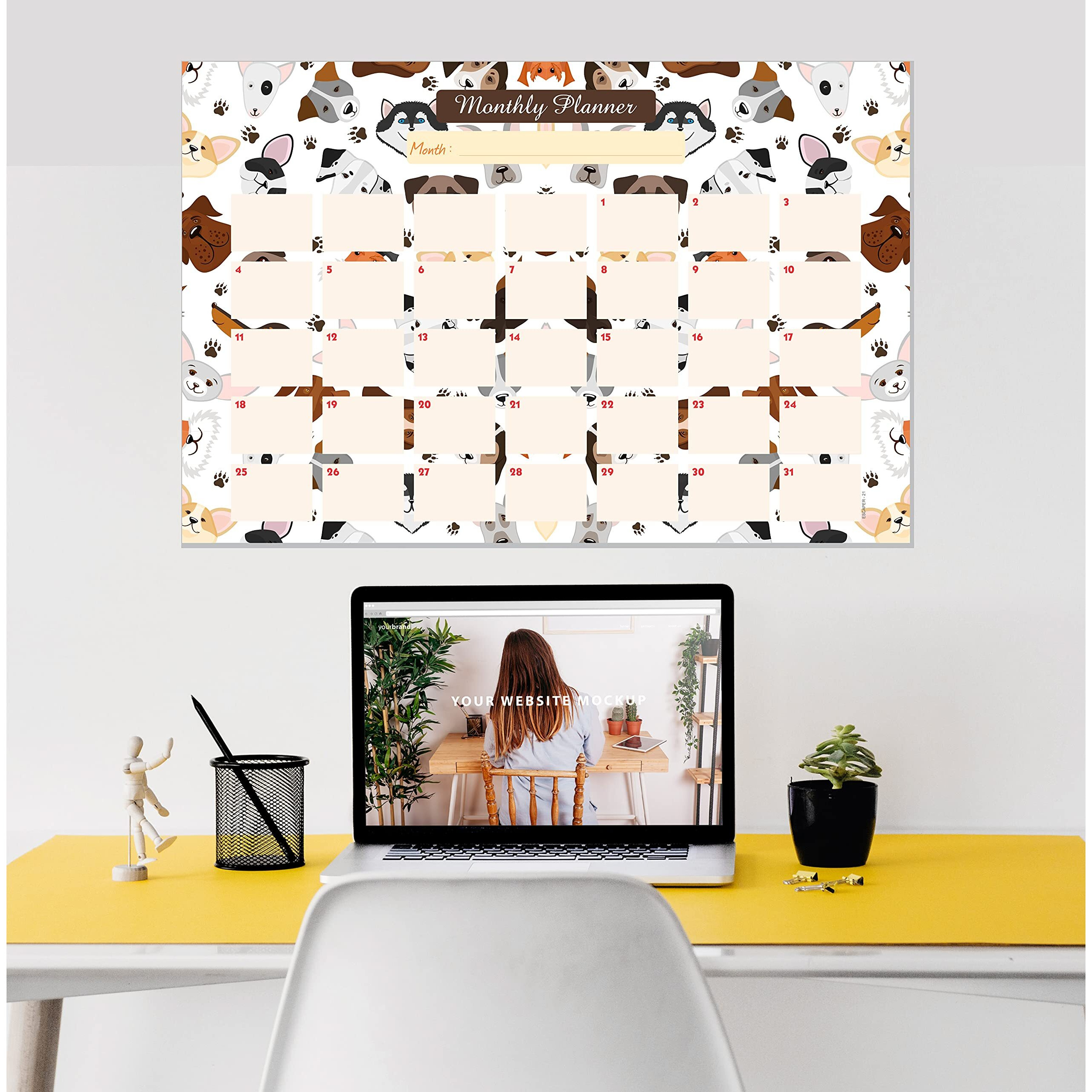 ESCAPER Animals Theme Monthly Planner Sheets - Pack of 6, A3-Sized Sheets for 6 Months of Productive Planning and Organizing